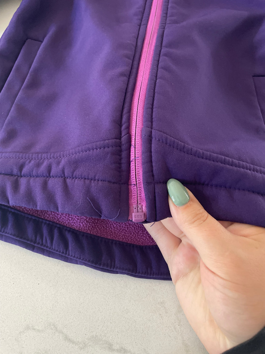 Mountain Warehouse- fits 4-5Y-GUC- soft shell dark purple jacket