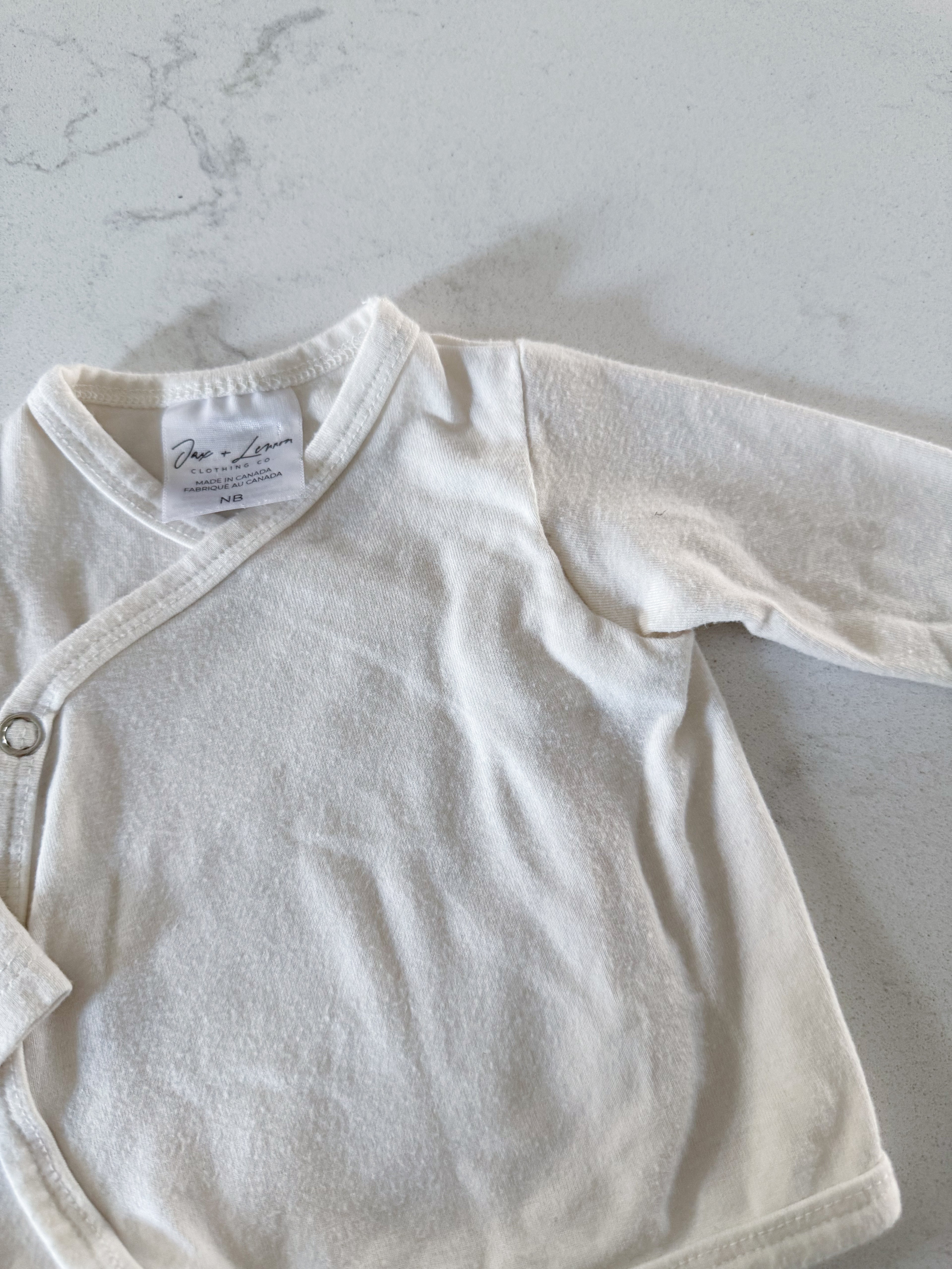 Jax and Lennon- newborn- GUC- cream wrap shirt long sleeve