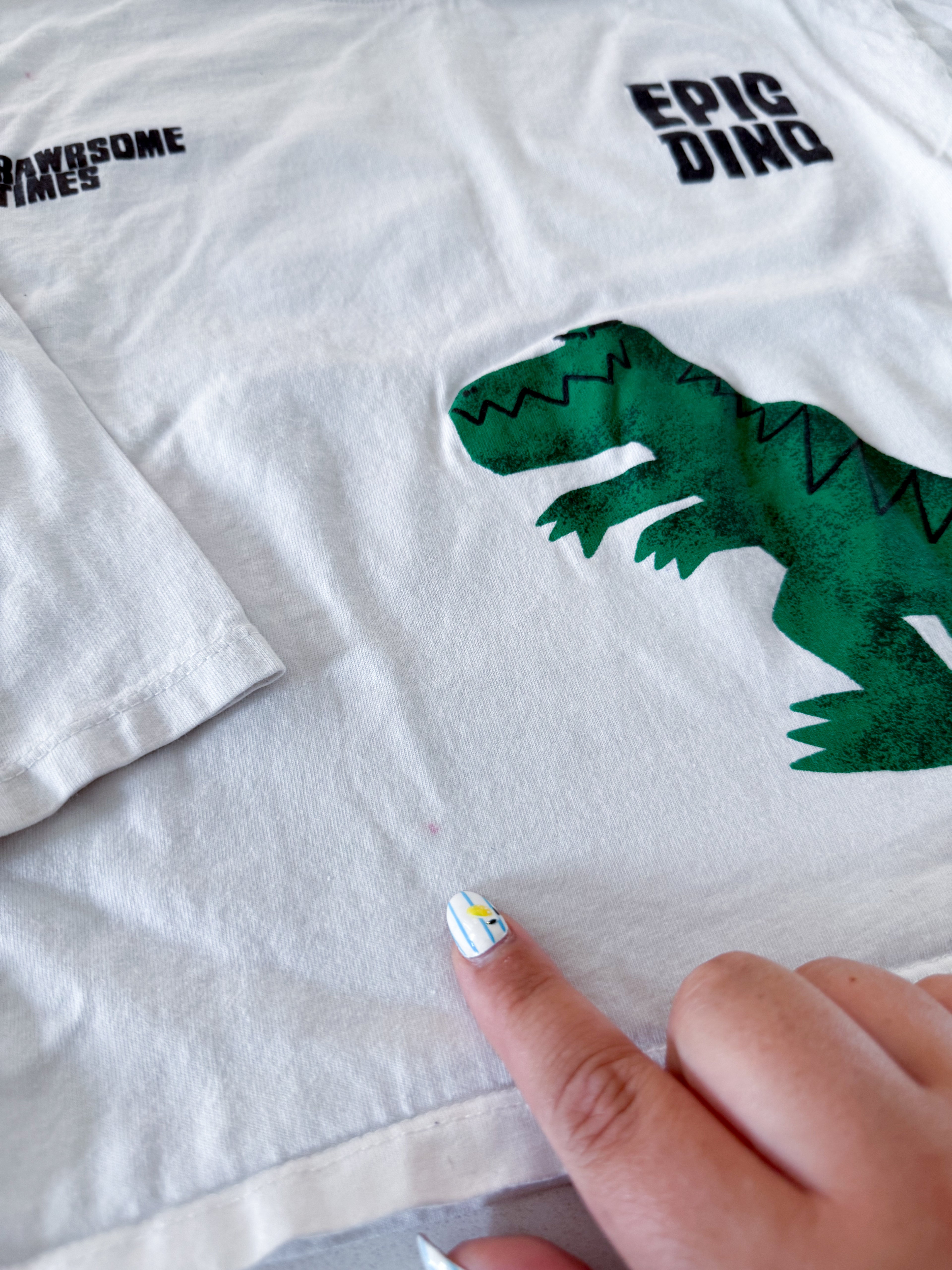 Zara- 6Y- PLAY- white long sleeve shirt with Dino graphics
