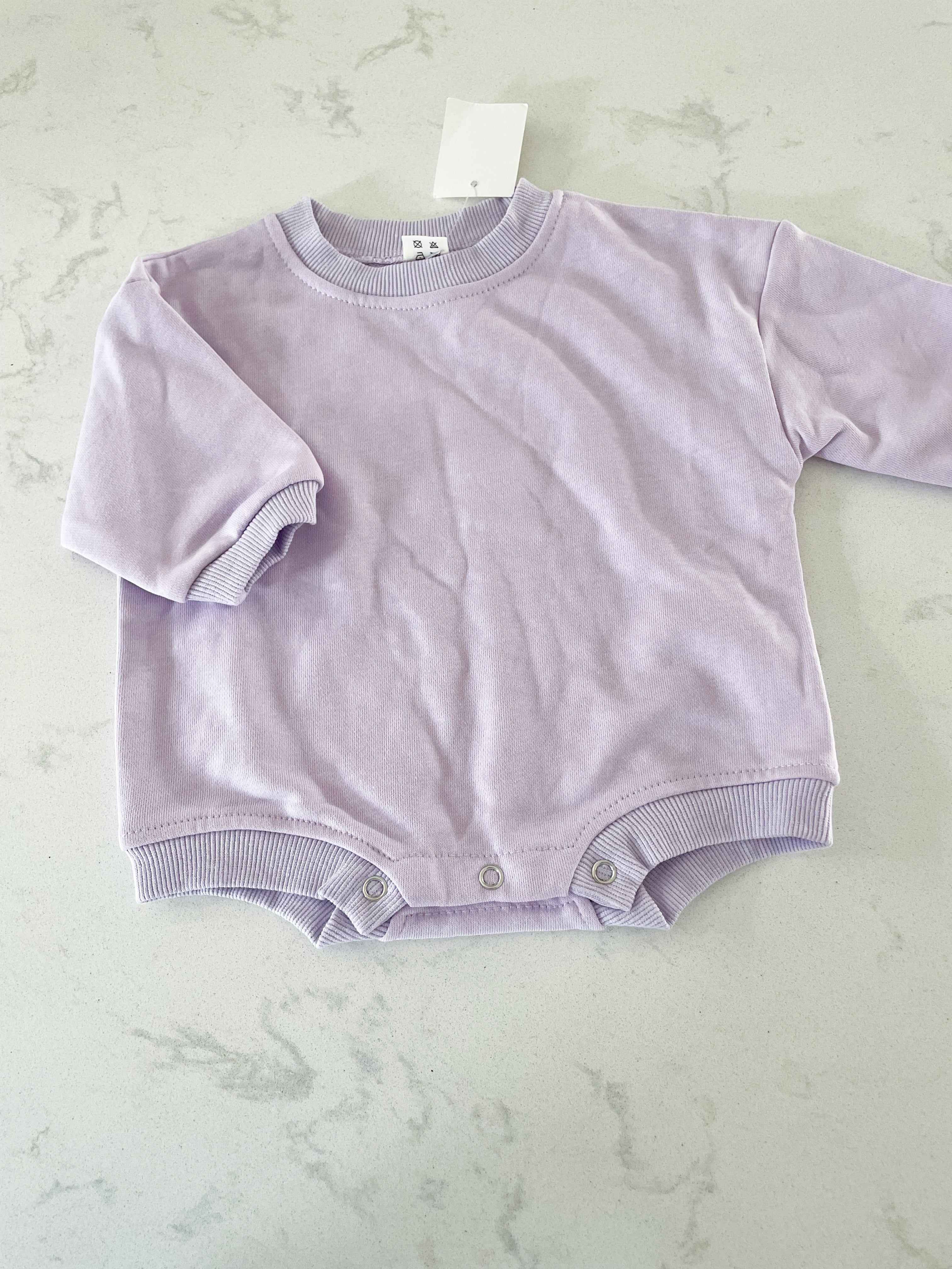 No brand- 59 (0-3 months)- sweat shirt romper purple