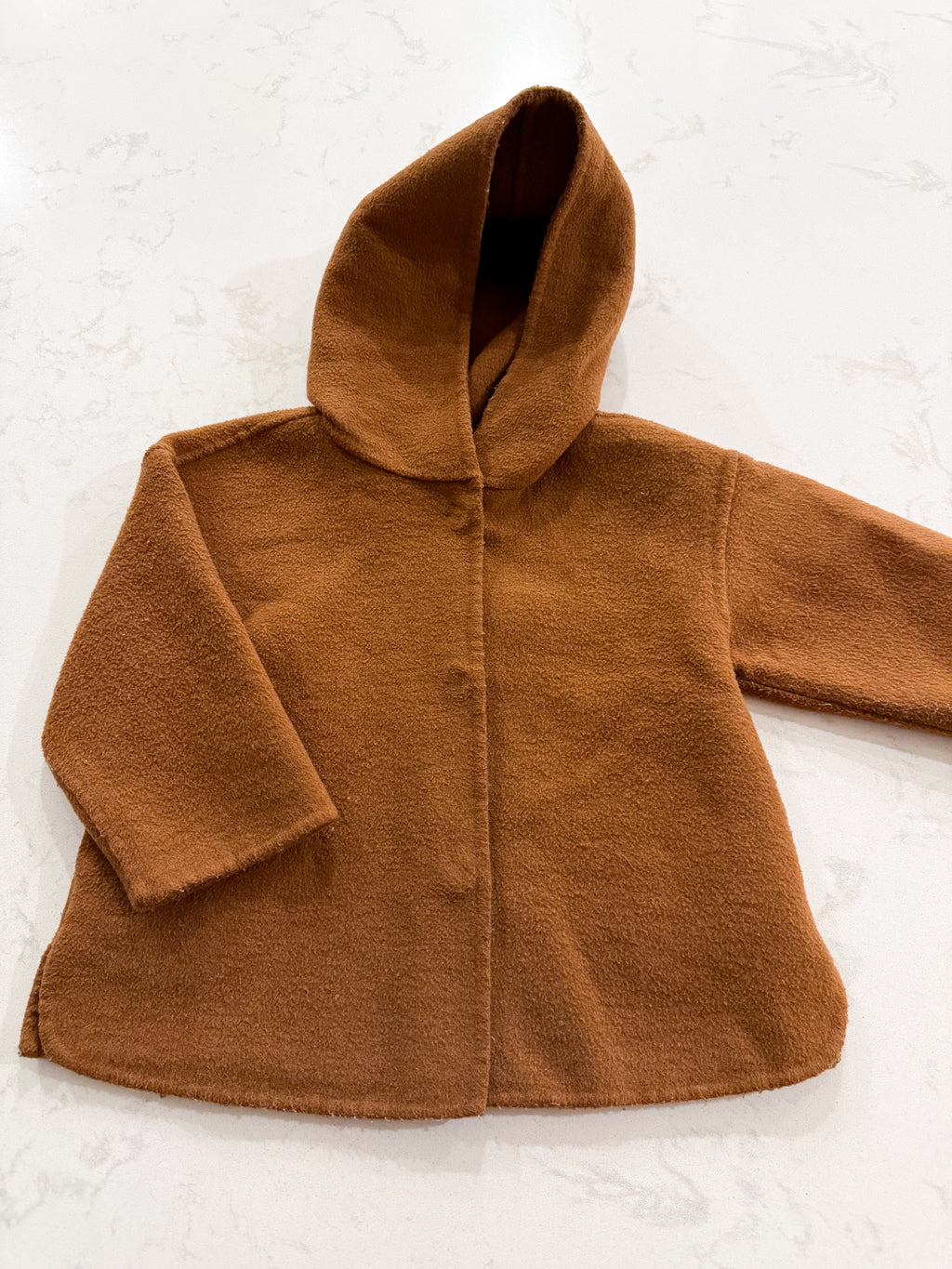 Zara- 9-12m- PLAY- brown button up hooded peacoat