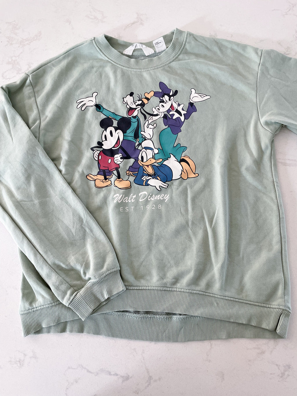 H&M-12/14Y-VGUC- mint green Walt Disney crewneck