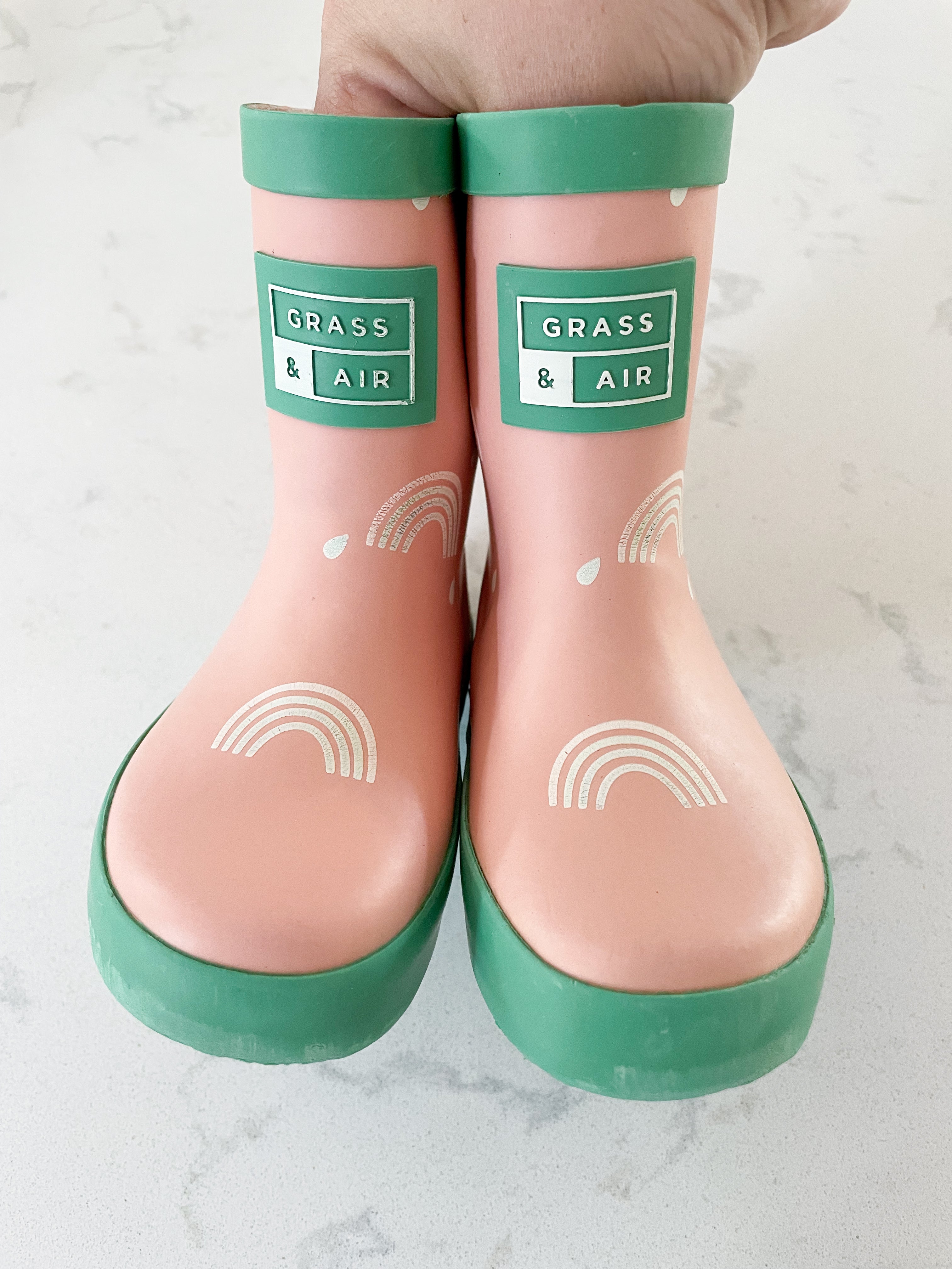 Grass and Air- 6C- pink and green rubber boots
