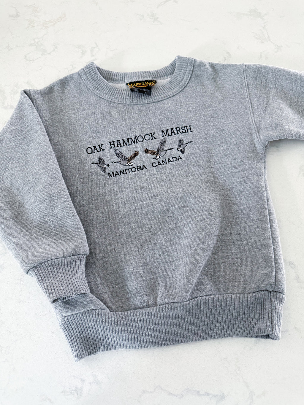 Marshlands Canada(1992-1998)- 2T- Play- grey crewneck with embroidery
