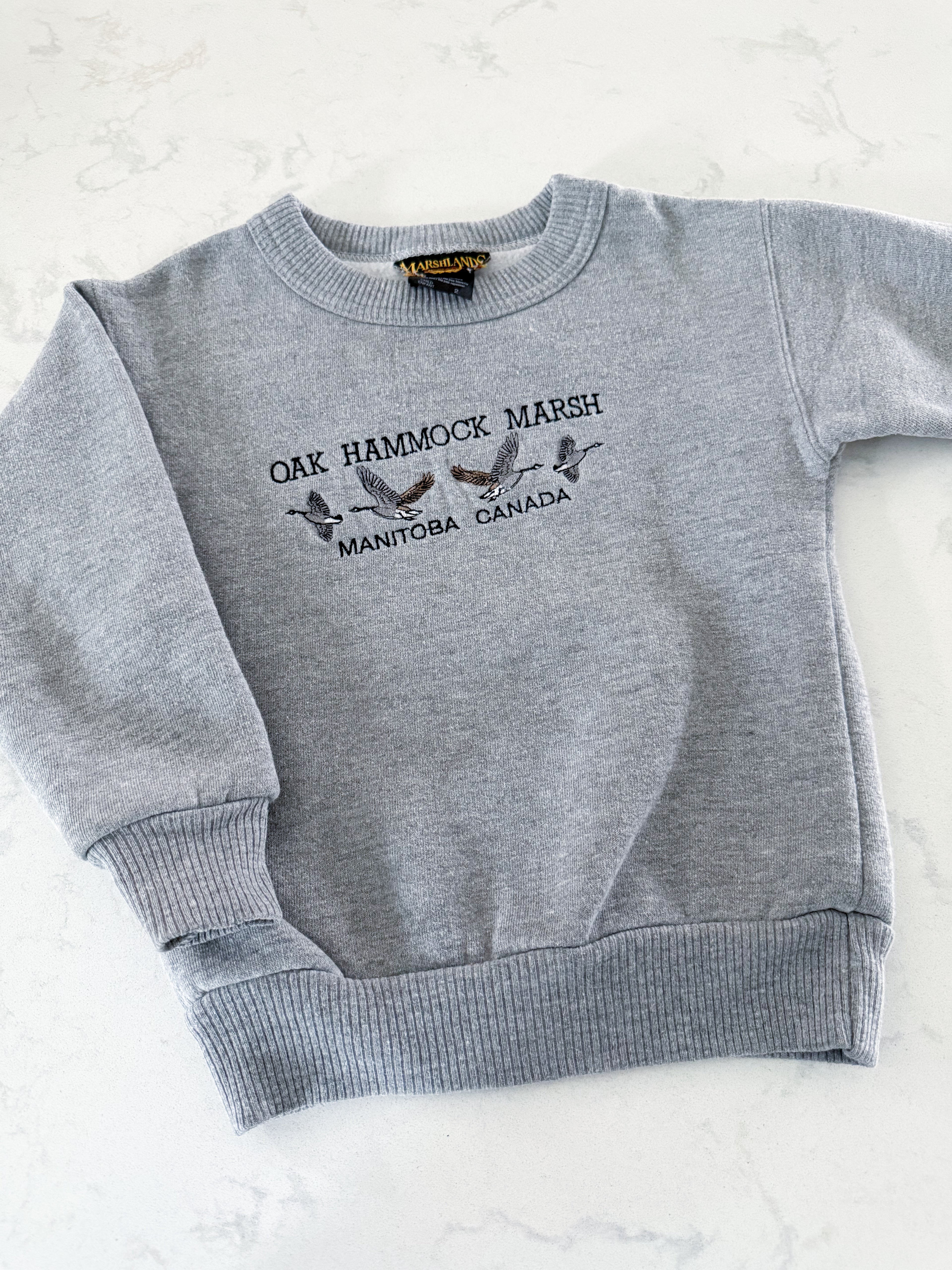 Marshlands Canada(1992-1998)- 2T- Play- grey crewneck with embroidery