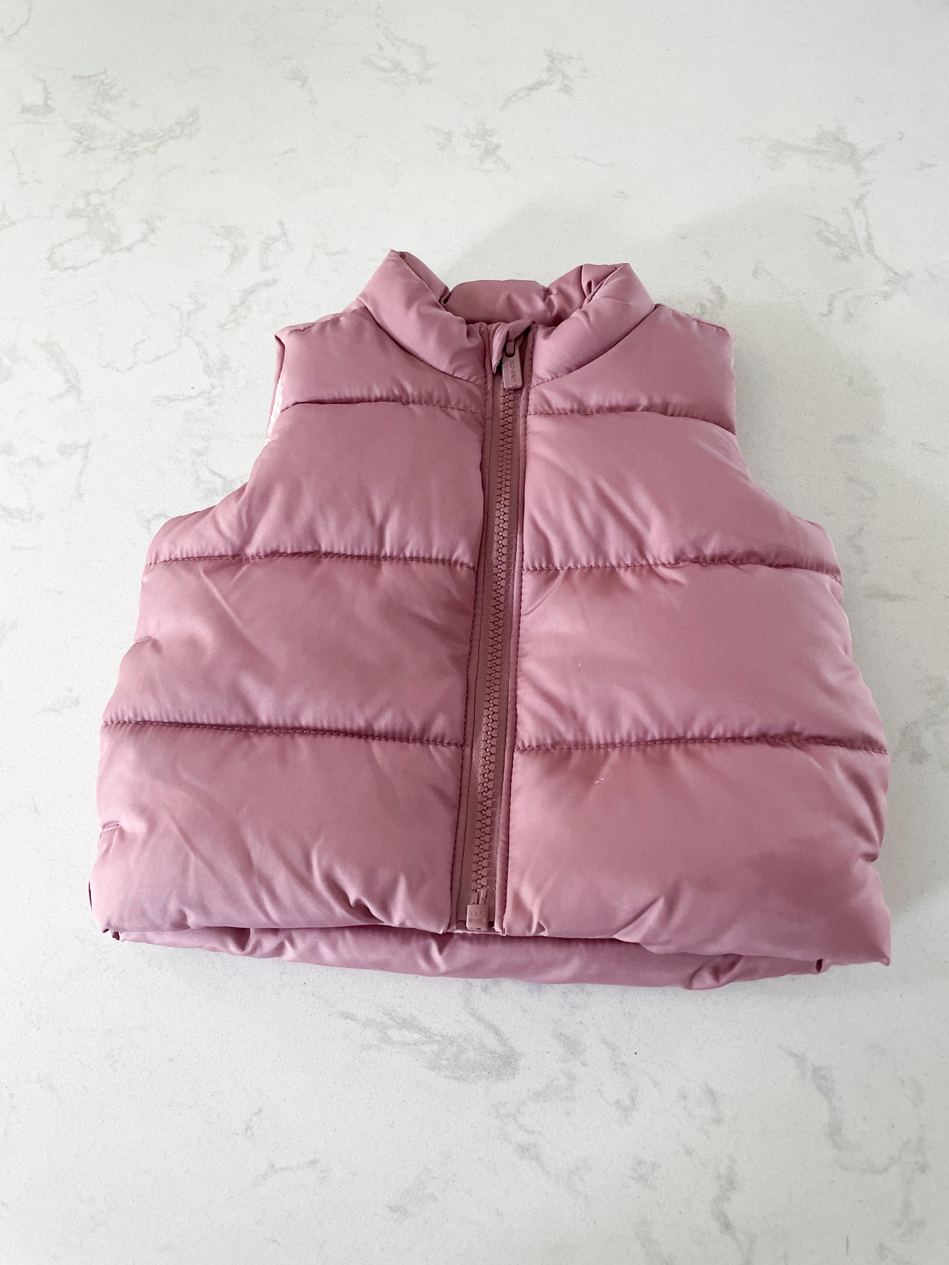 Old Navy-3-6m-GUC- dusty rose puffer vest