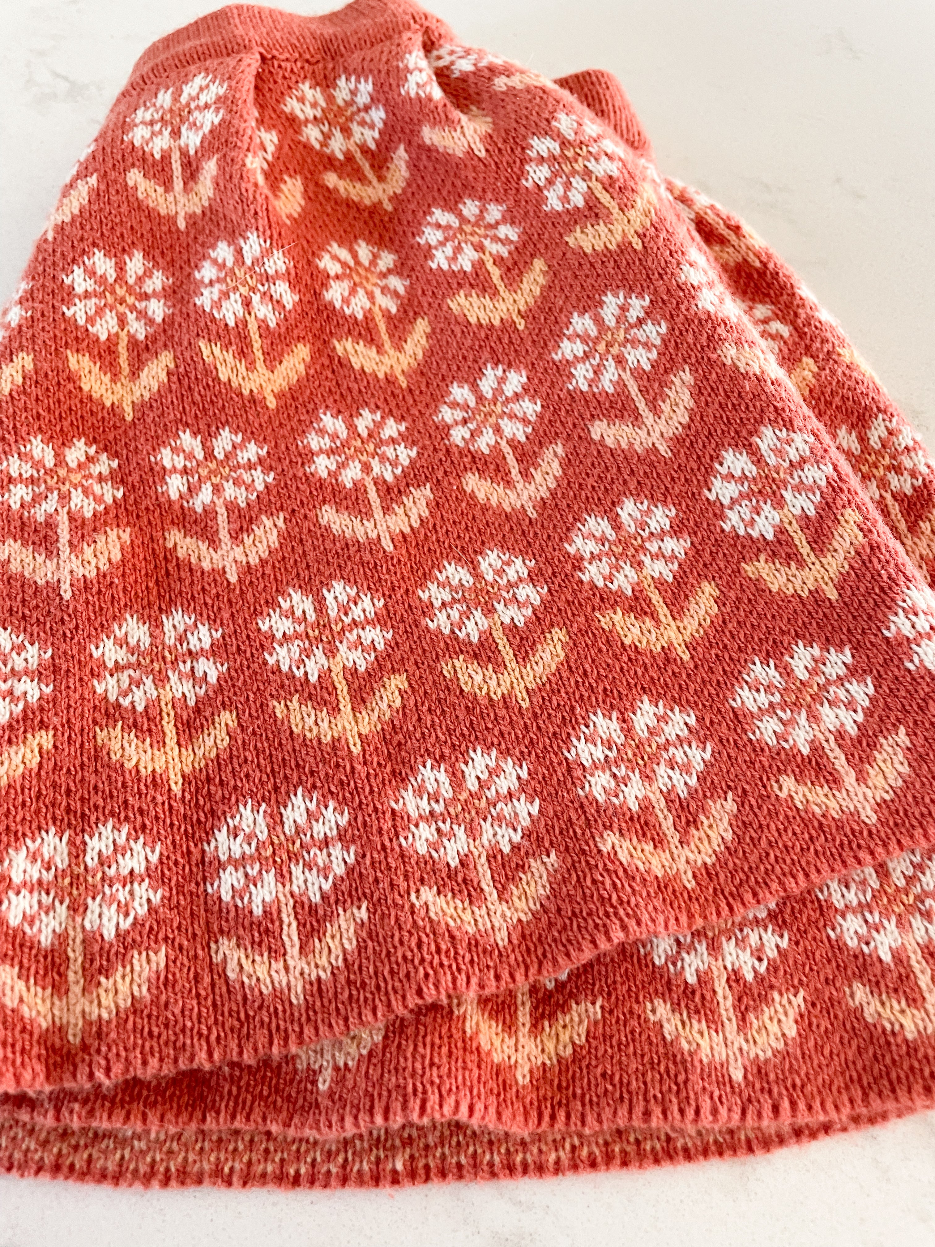 No Brand- 2T-VGUC- knit burnt orange flower skirt