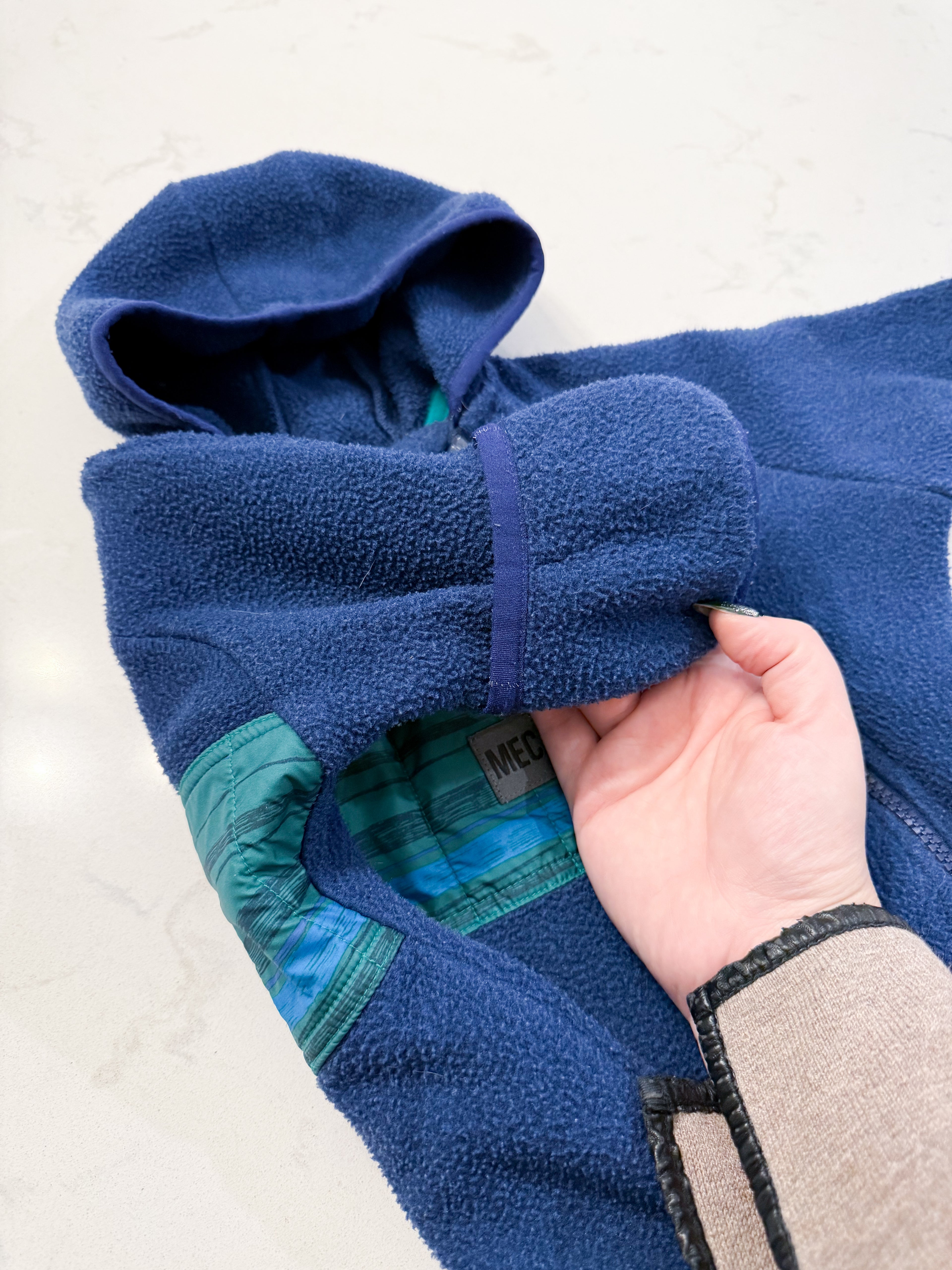 MEC- 6m- GUC- navy double zip fleece bunting suit