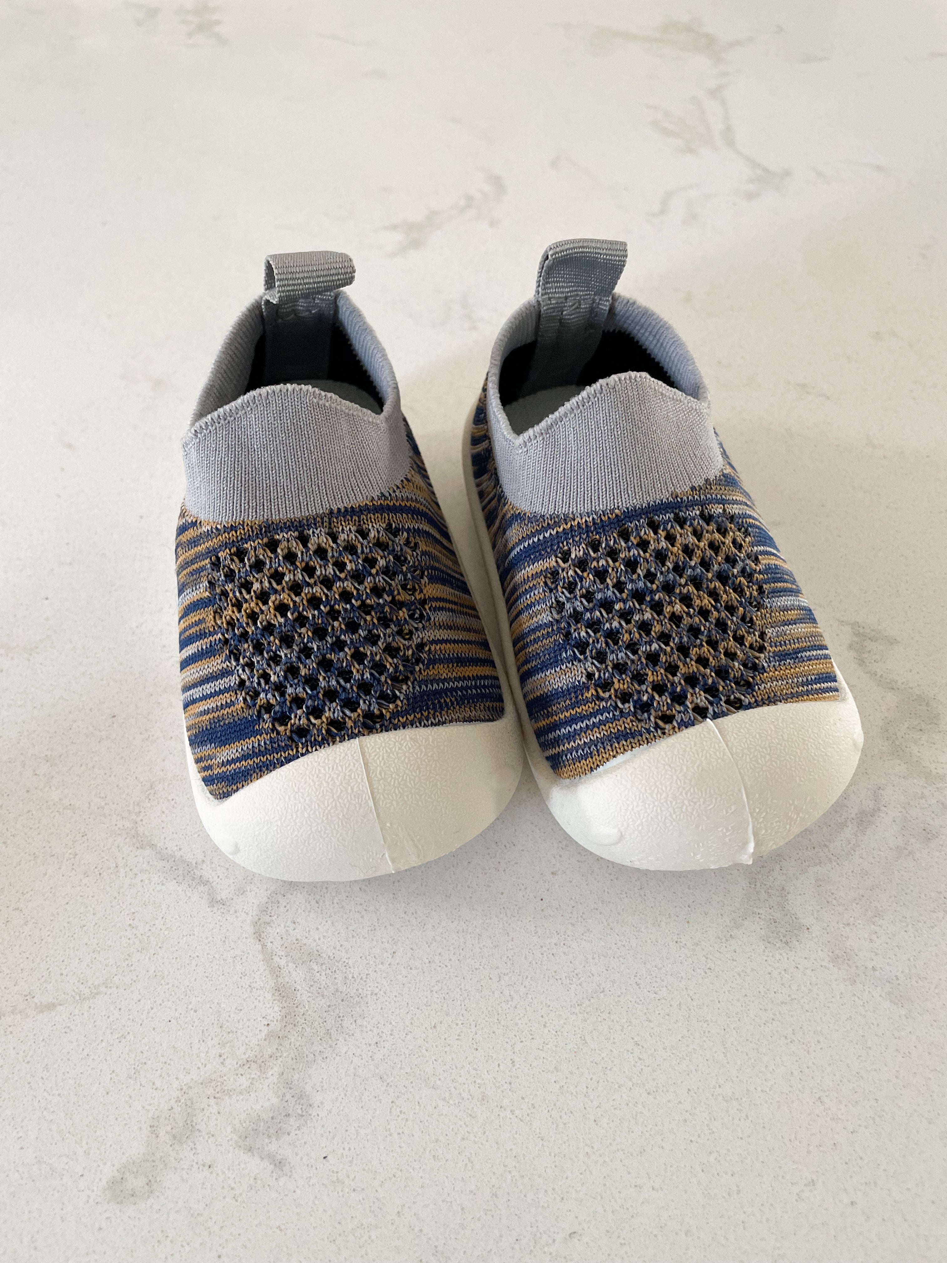 Baby Kids- 3C equivalent- hard sole mesh top slip on shoes