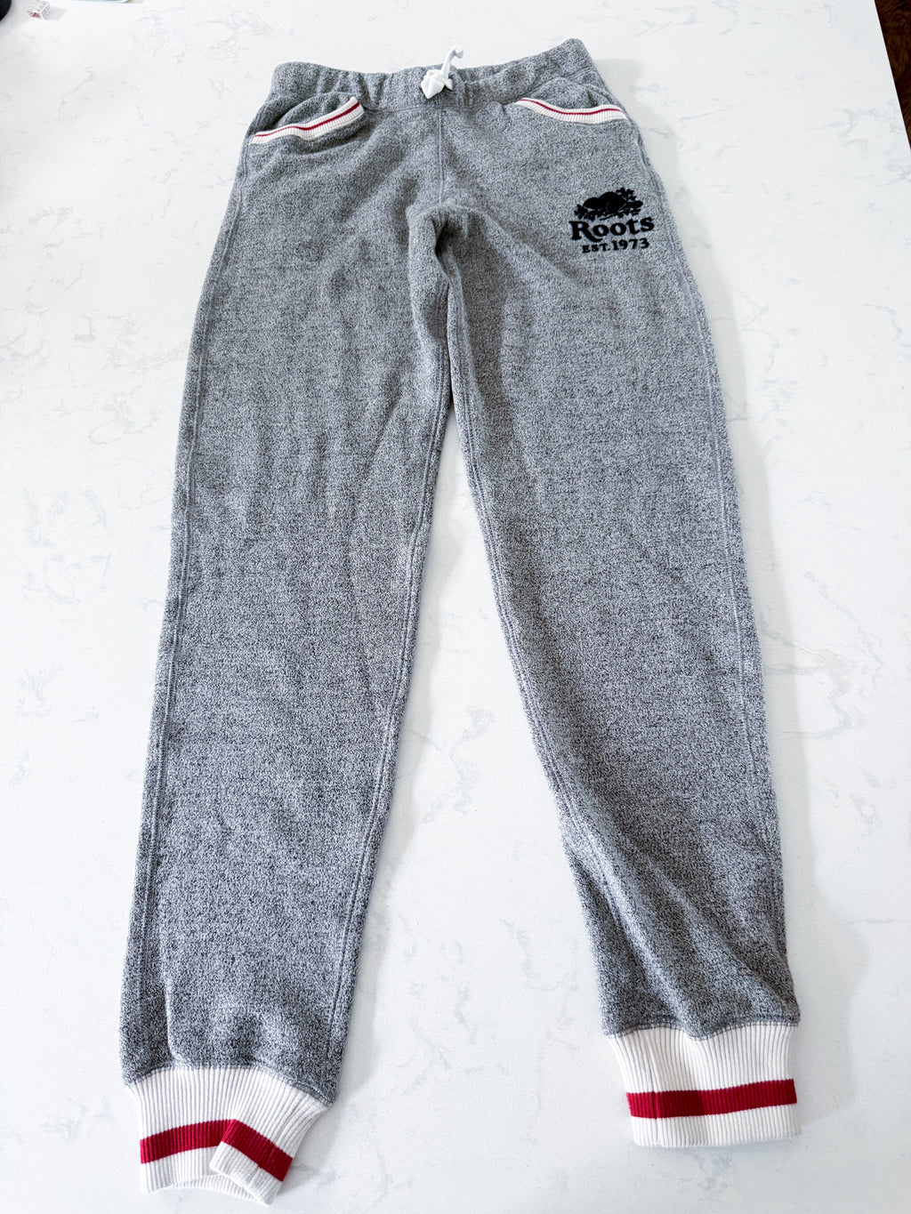Roots- 14Y- VGUC- Grey sweats with black logo