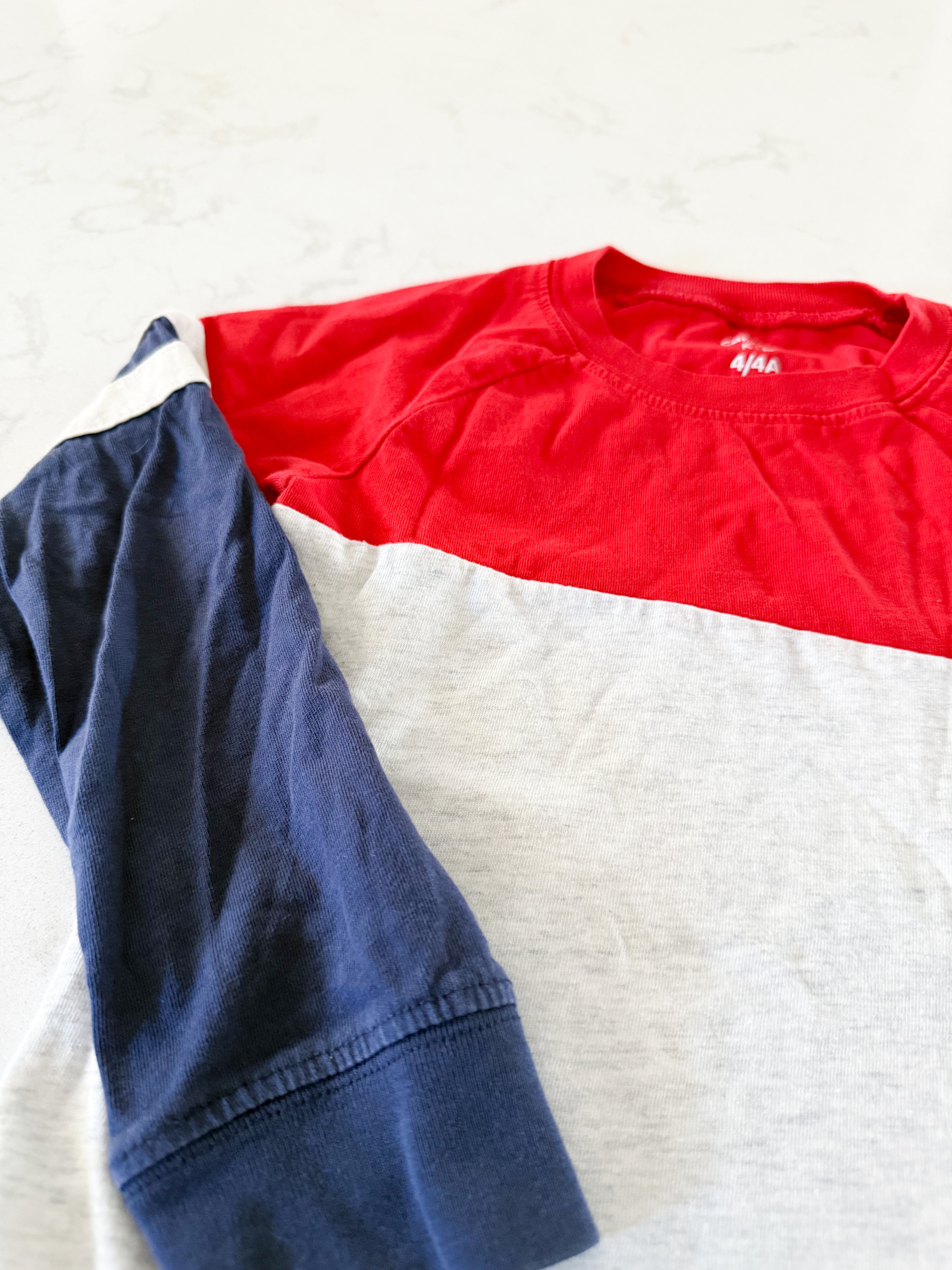 Carters- 4T- VGUC- red white and blue long sleeve shirt