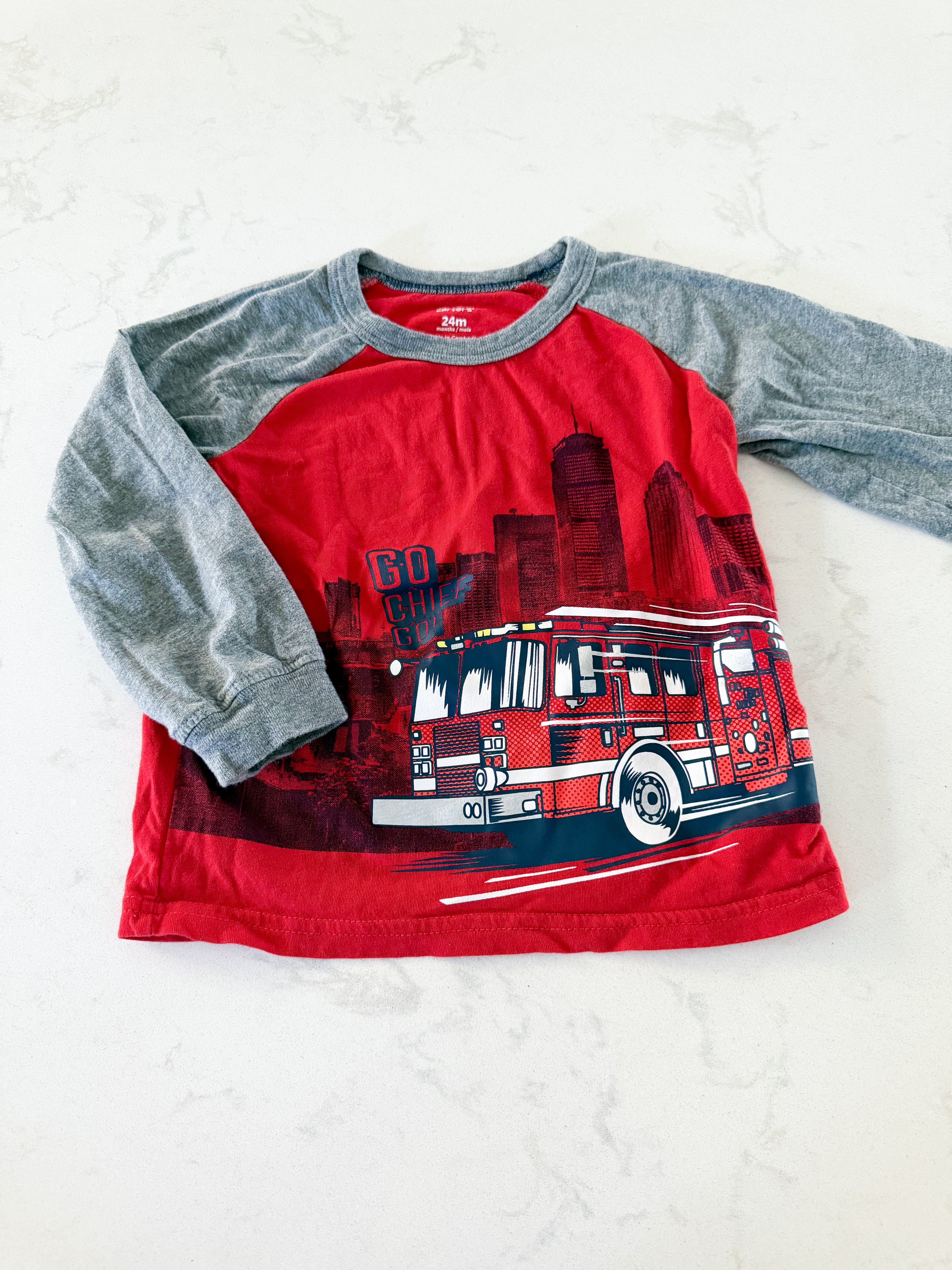 Carters- 18-24m- VGUC- long sleeve firefighter baseball tee