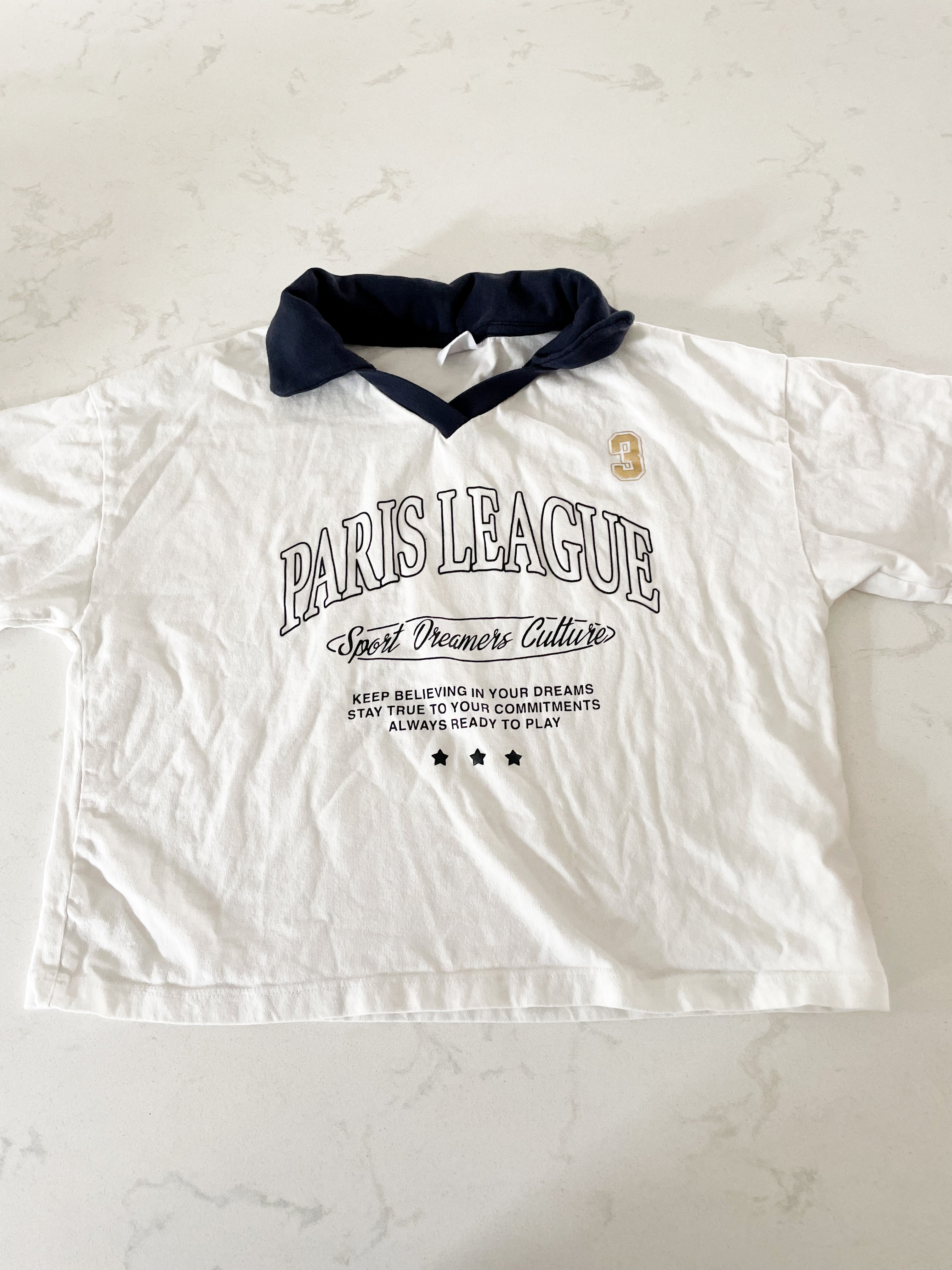 Zara-8-9Y- VGUC- White polo shirt with sport graphic
