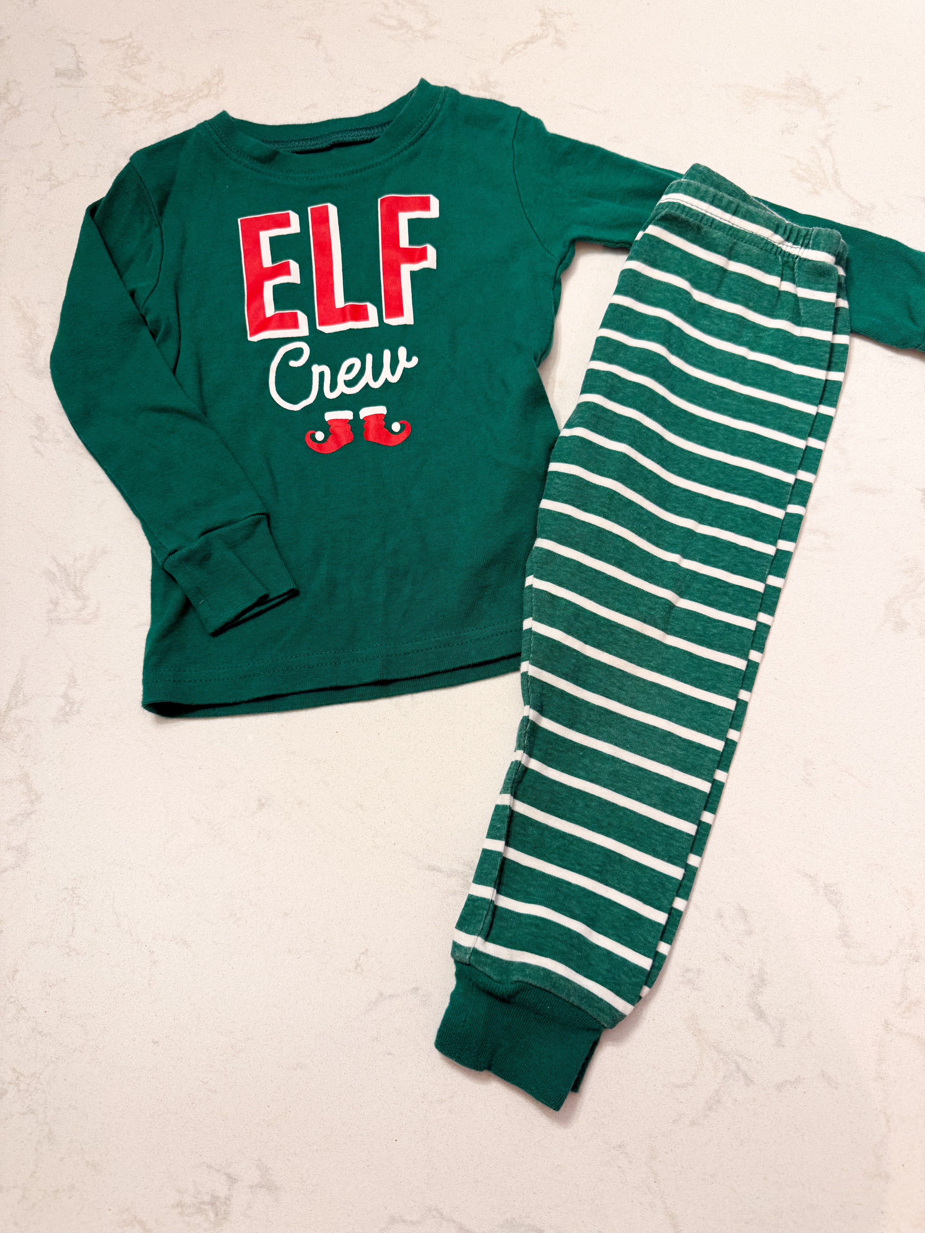 Carter’s- 18-24m- GUC- green long sleeve elf pajamas