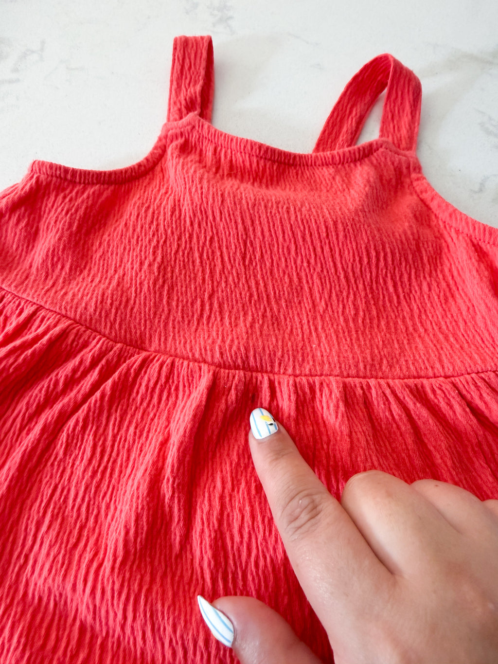 Carters- 2T- PLAY- bright pinkish reddish orange muslin tank dress