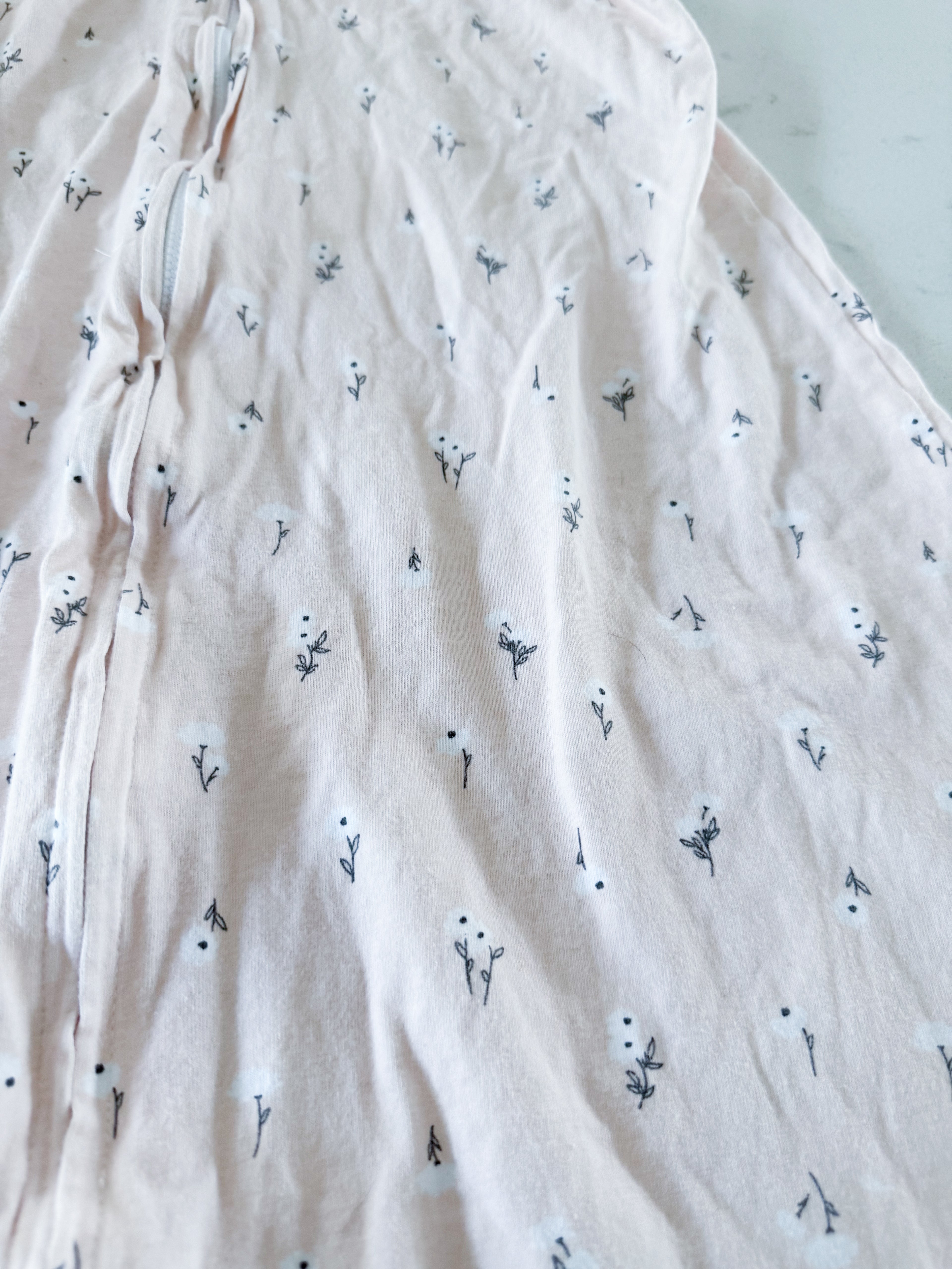 No brand- XL (18-24m)- VGUC- light pink thin sleep sack with tiny white florals