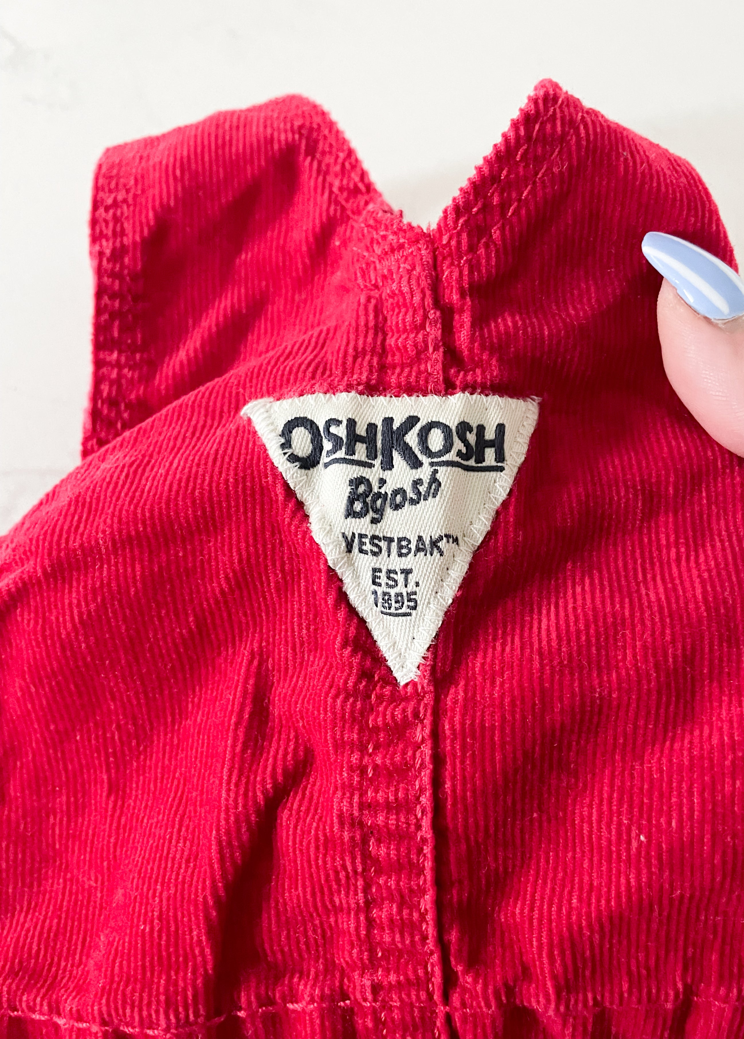 Oshkosh- 12 months- corduroy red overall dress