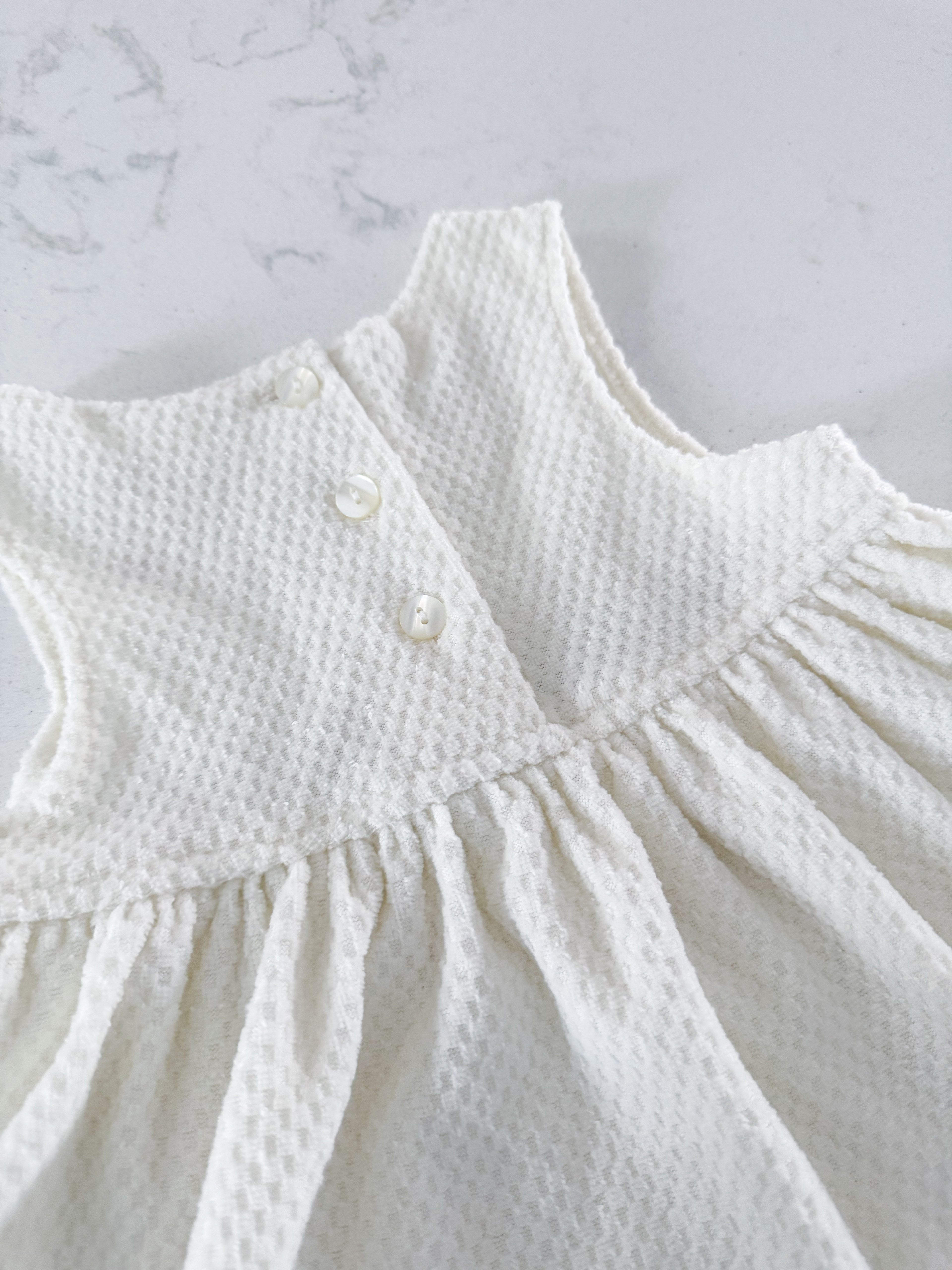 Cherokee (2005)- 12m- VGUC- white soft floral embroidered dress