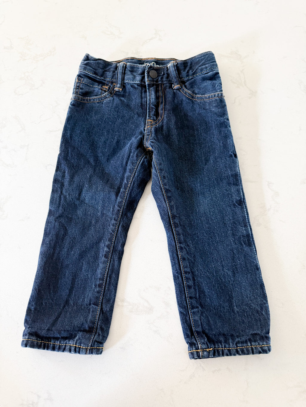 Gap- 3T- GUC- jeans with checkered lining