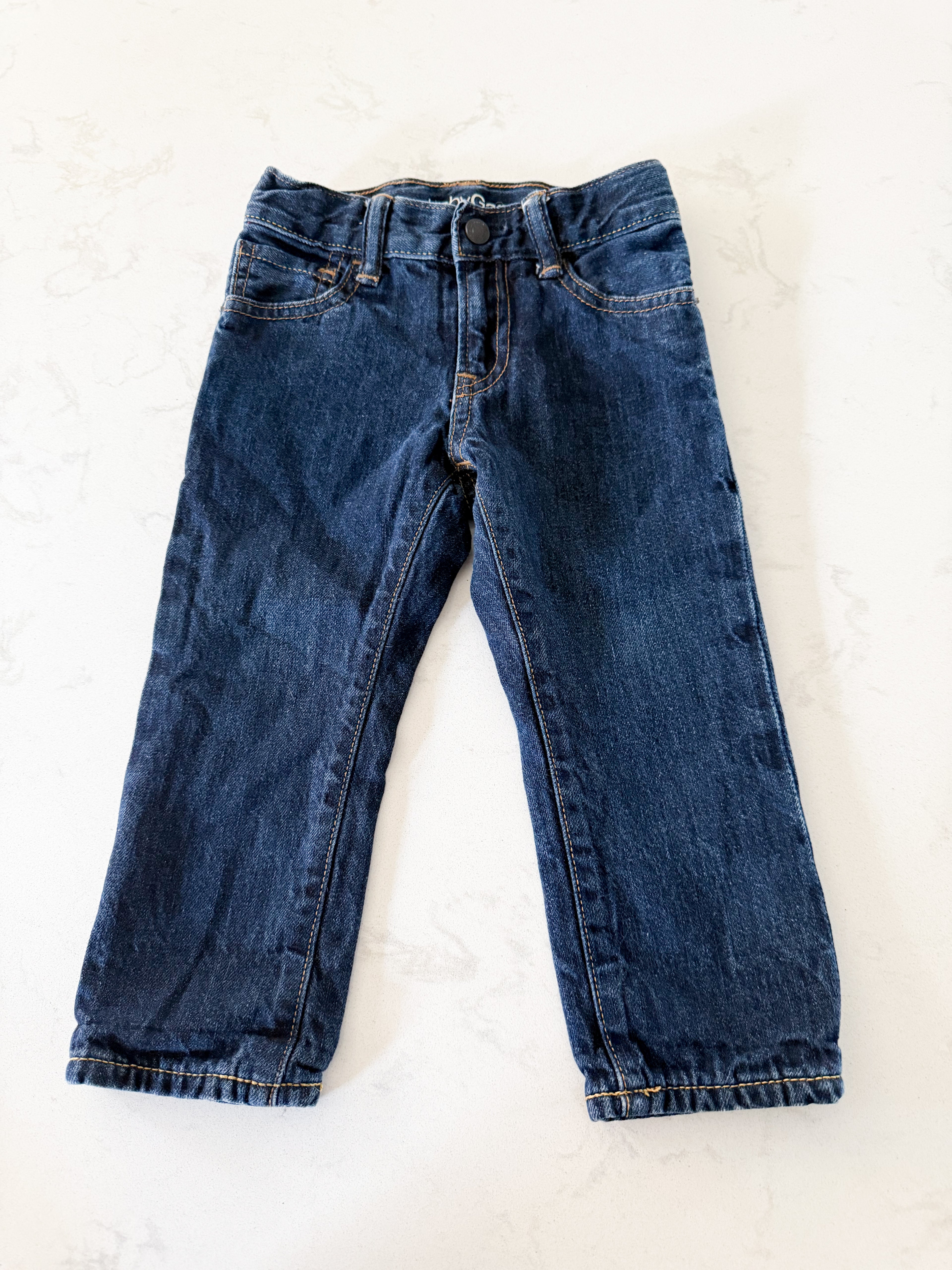 Gap- 3T- GUC- jeans with checkered lining