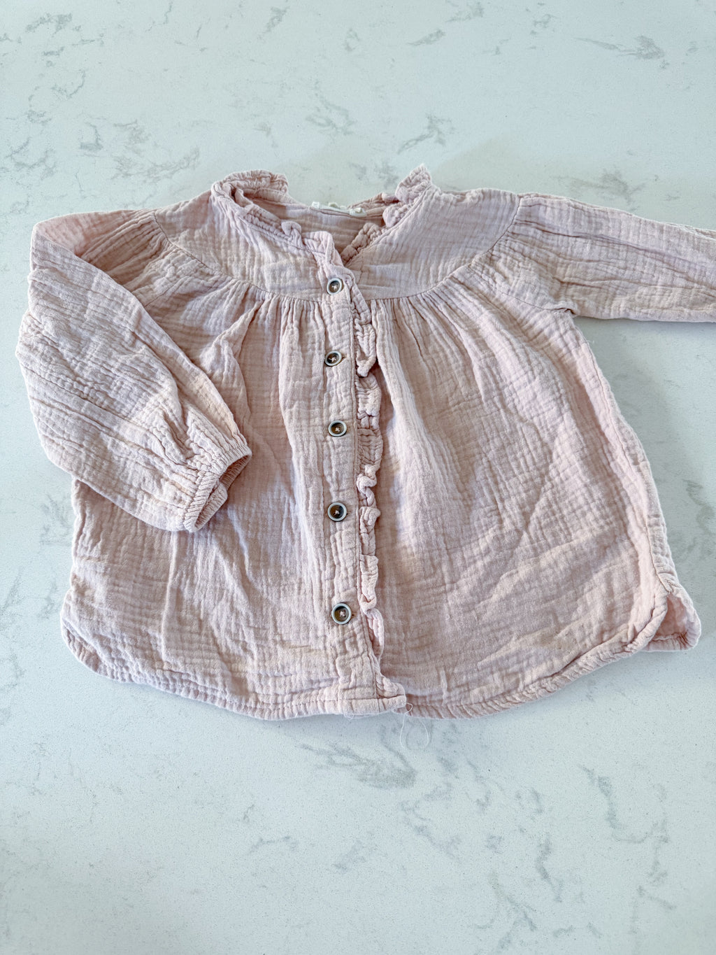 Jessica Simpson- 4T- GUC- light pink muslin long sleeve shirt