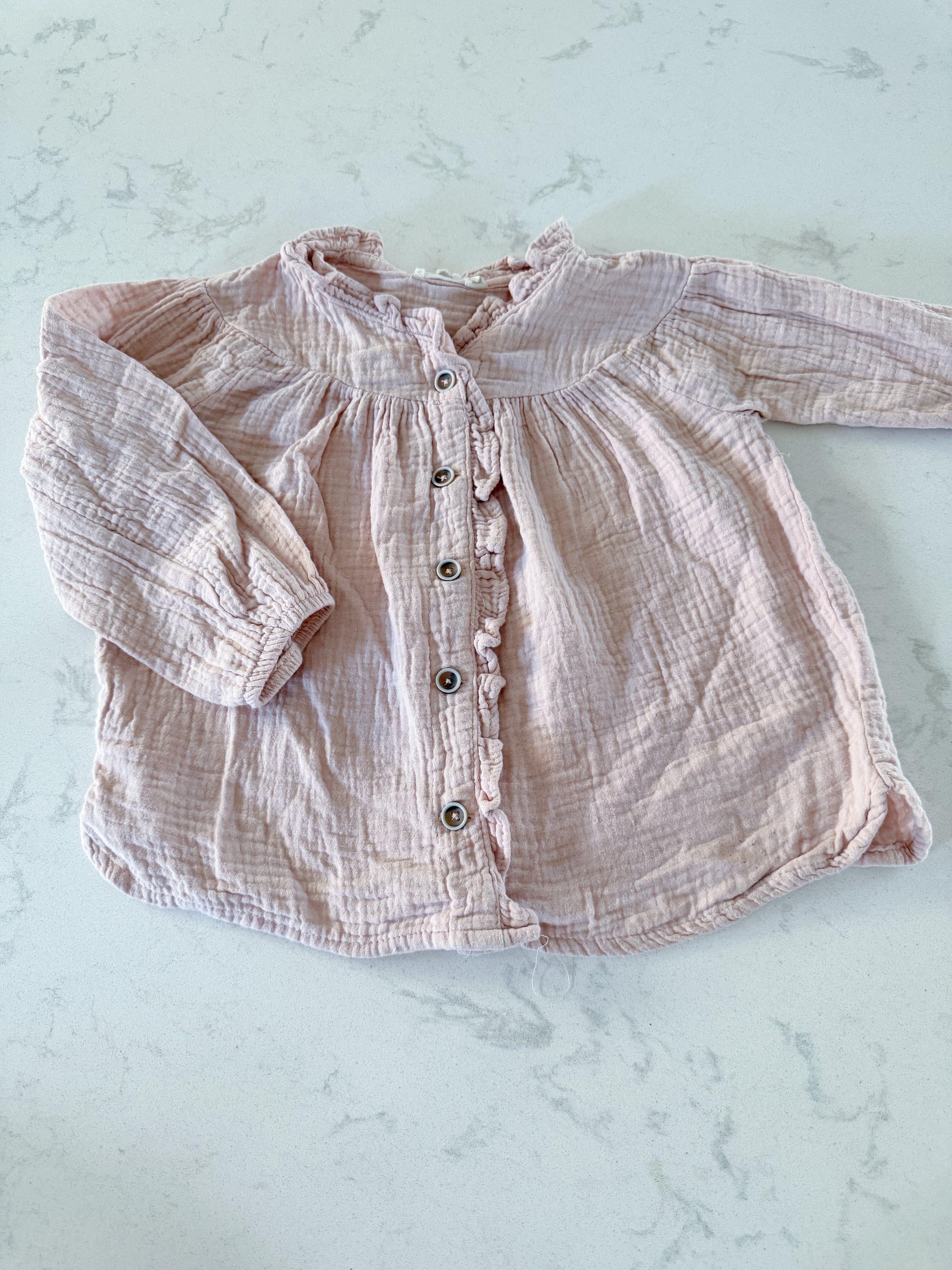 Jessica Simpson- 4T- GUC- light pink muslin long sleeve shirt