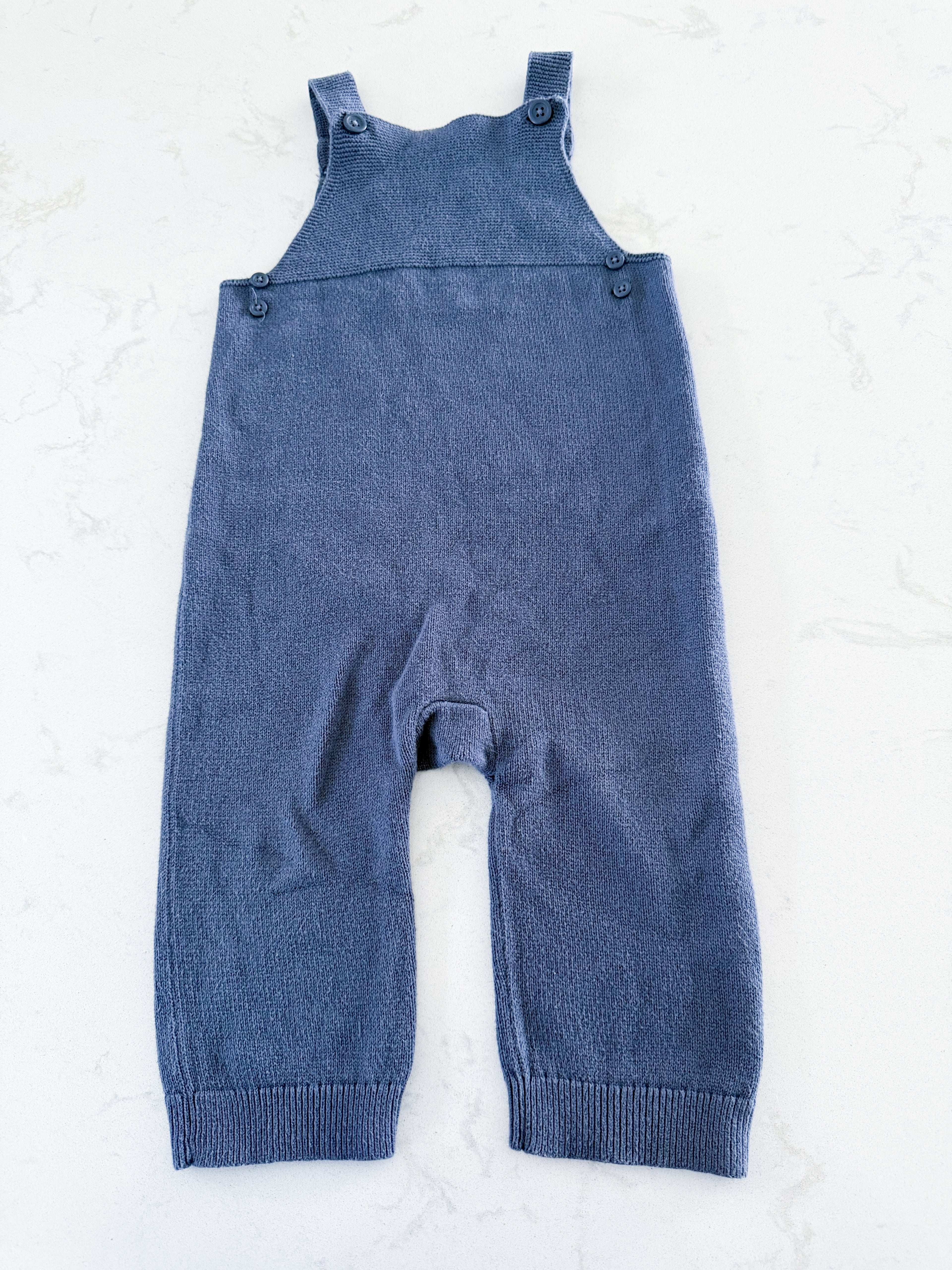 Old Navy- 18-24m- VGUC- medium blue knit overalls