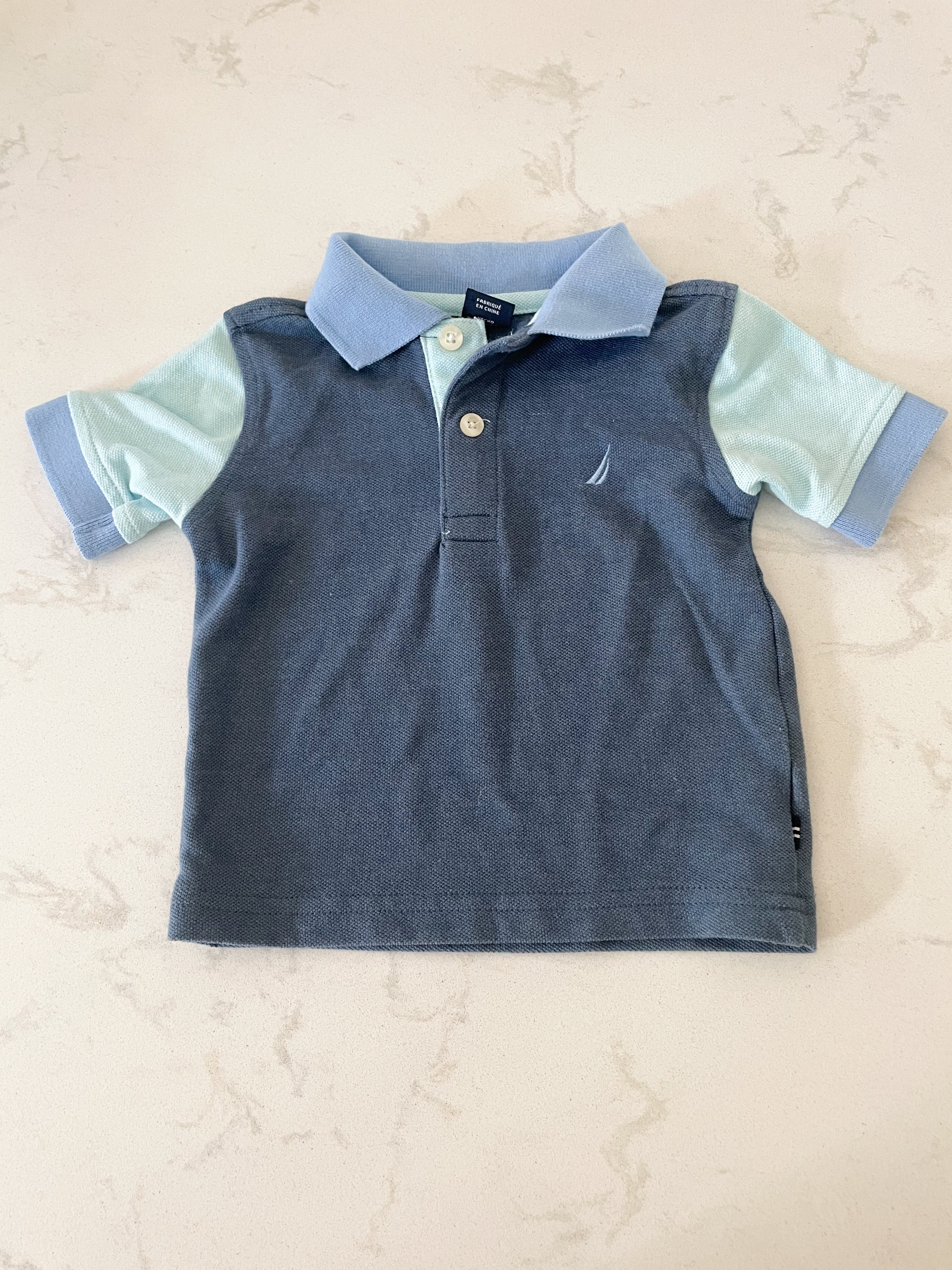 Nautica- 18m-VGUC- multi coloured blue polo