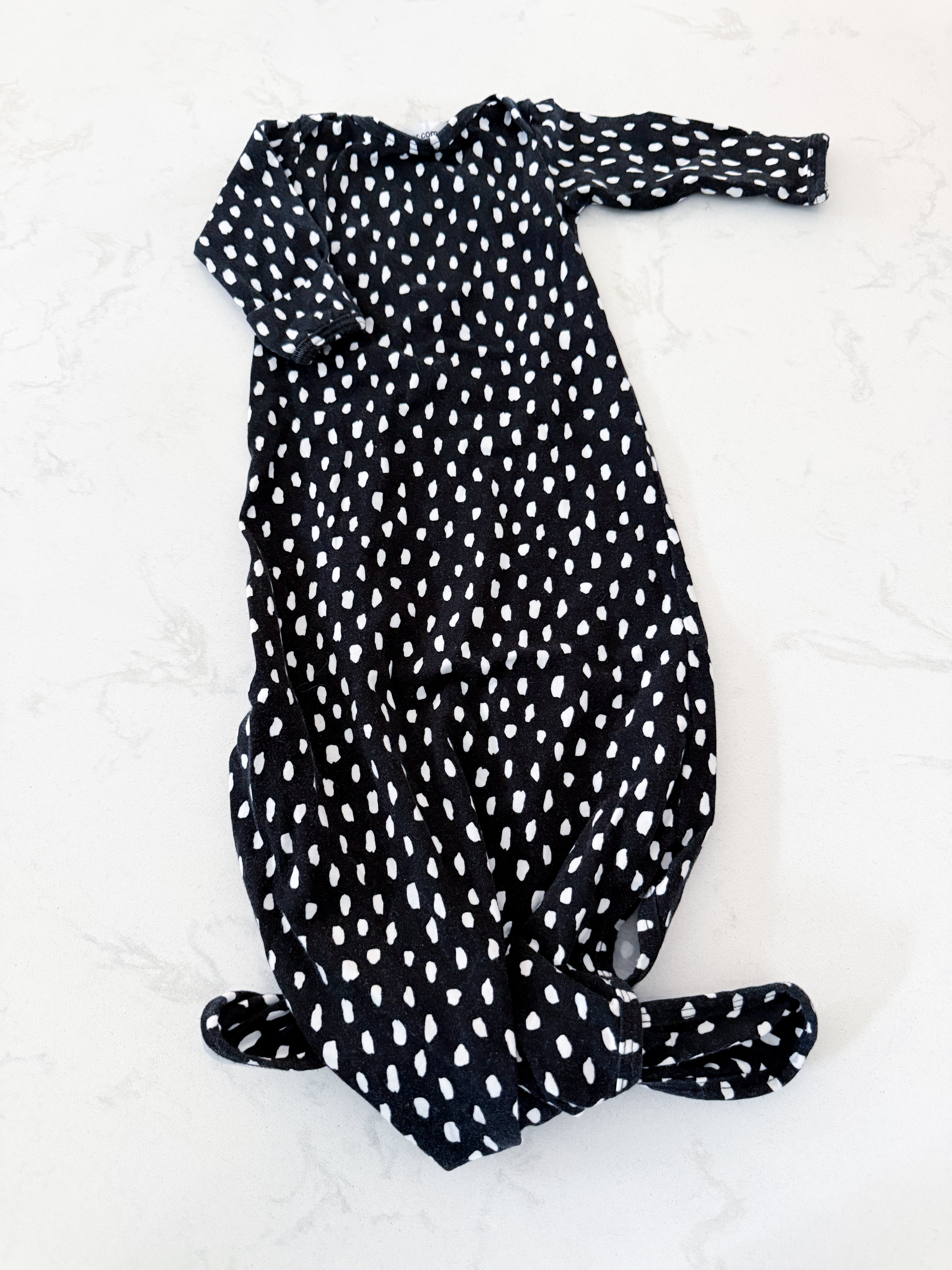 The OVer Company- newborn- GUC- black sleep gown with long sleeve and tie up bottom