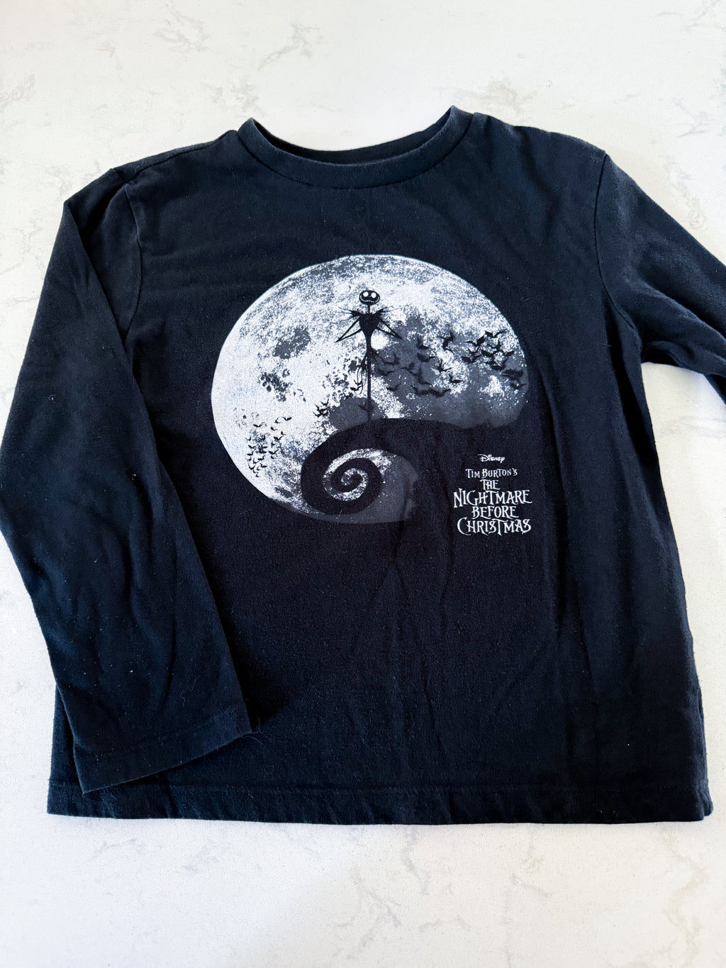 Joe Fresh- 7/8Y- PLAY- long sleeve black shirt with Nightmare Before Christmas graphic
