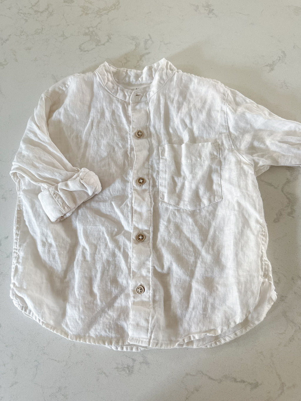 Zara- 3-4Y- VGUC- white thin button up dress shirt