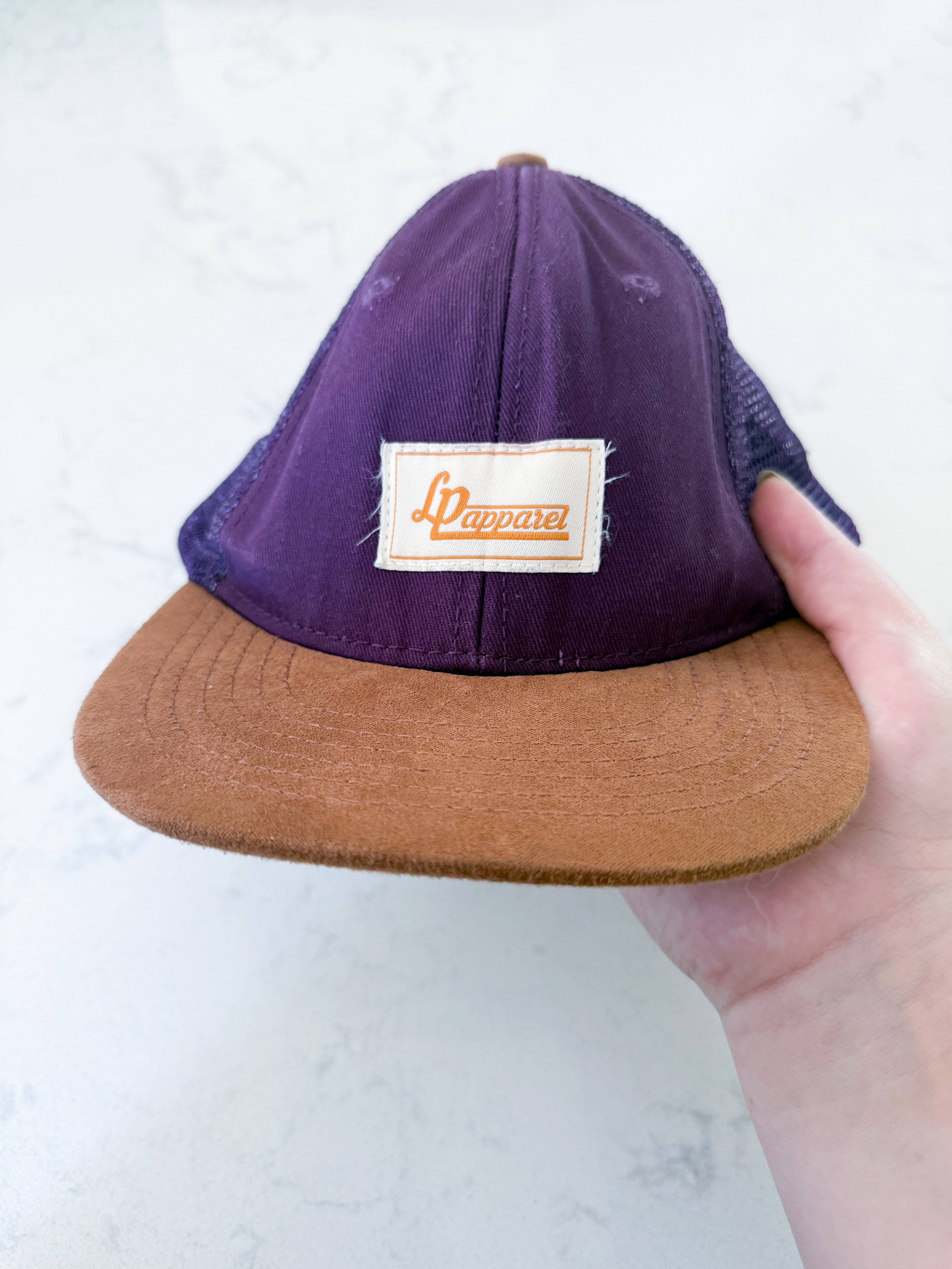 L&P Apparel- 2T- GUC- purple ball cap with brown suede brim