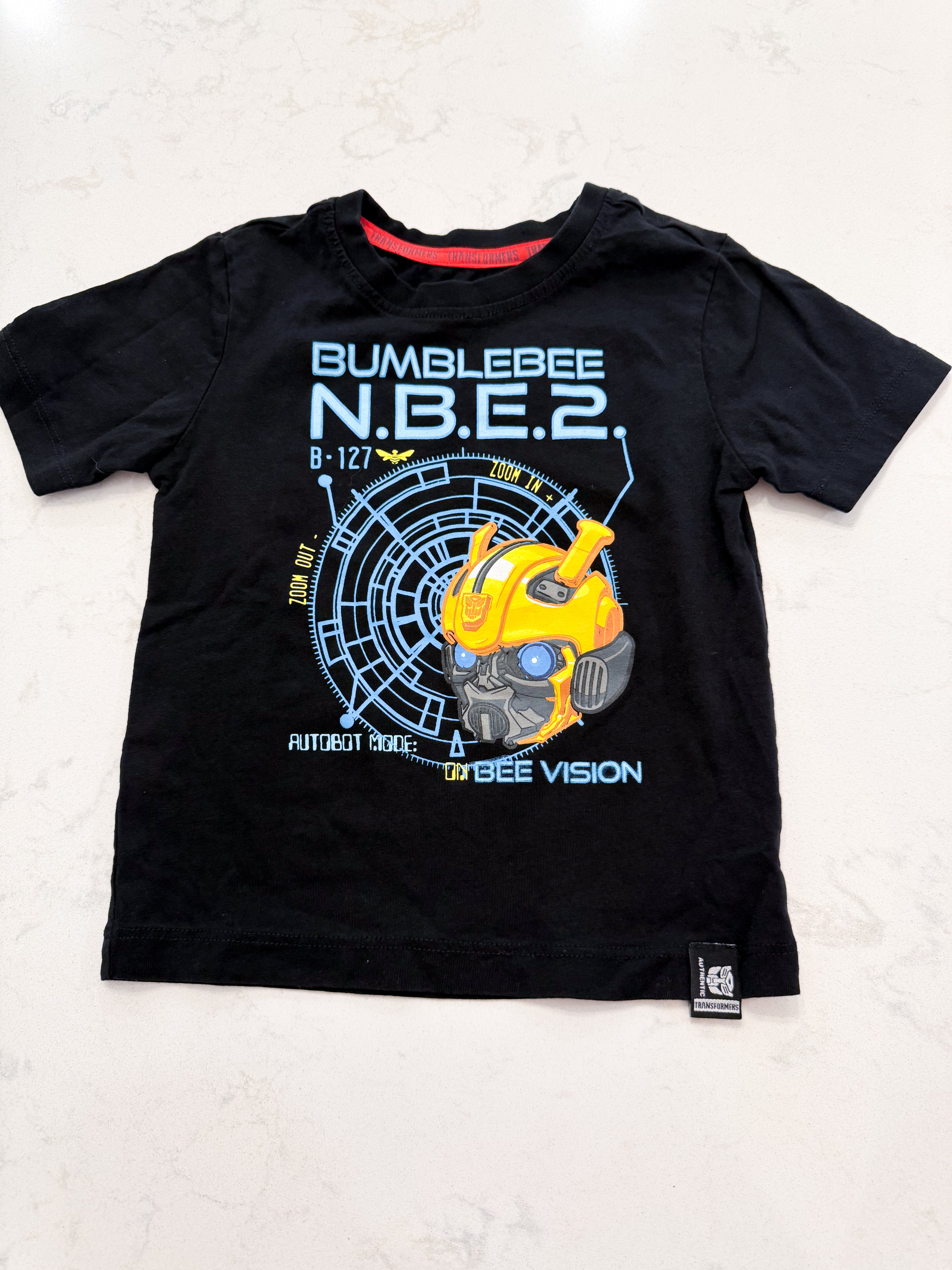 Transformers- 2T- VGUC- black t shirt with bumblebee graphic