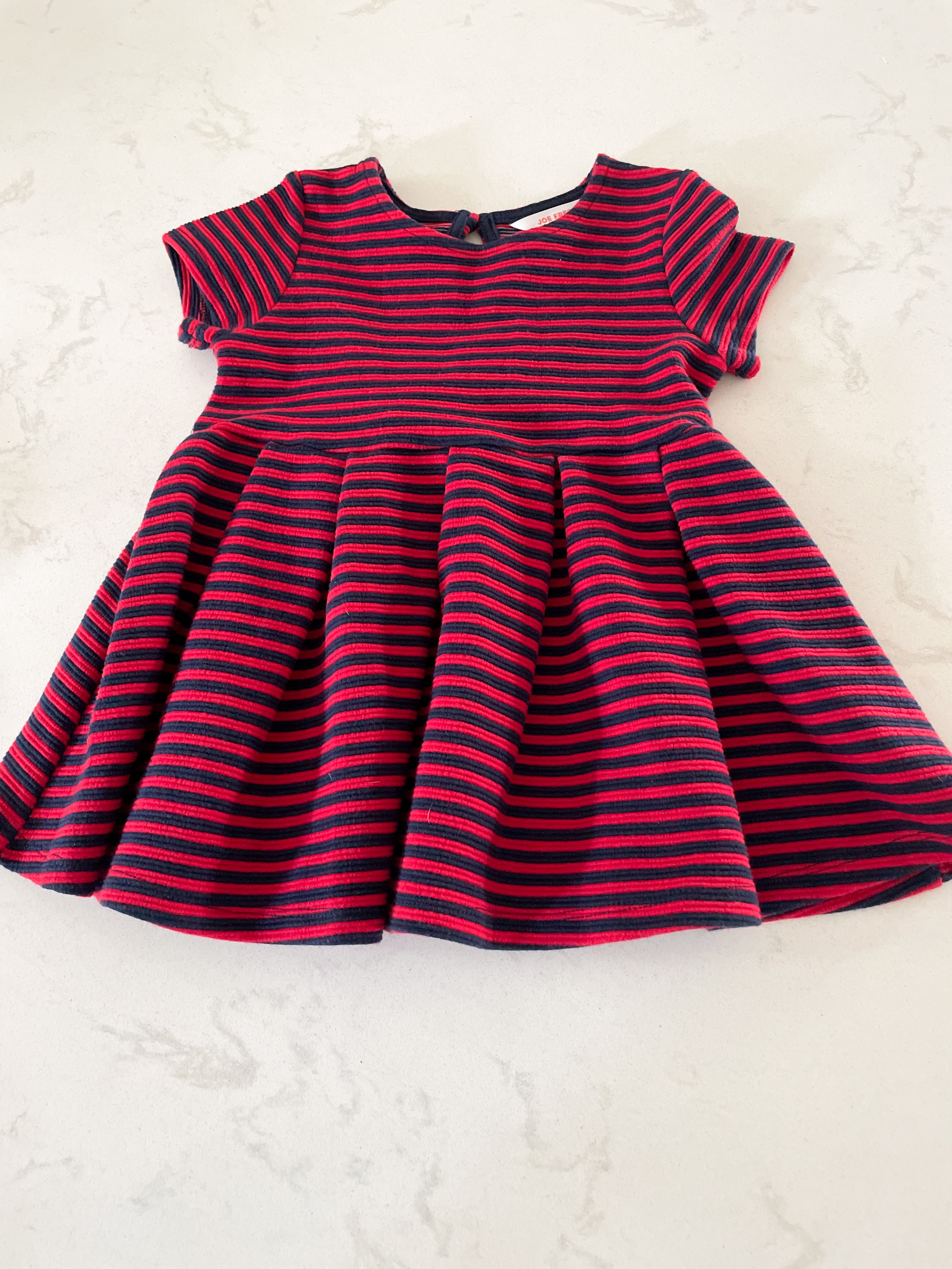 Joe Fresh- 12-18 months- red and navy striped dress