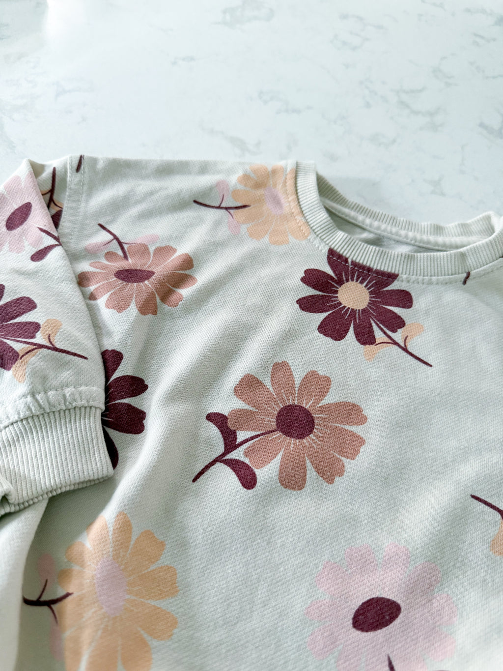 George- 12-18m- PLAY- beige floral crew with matching ribbed leggings