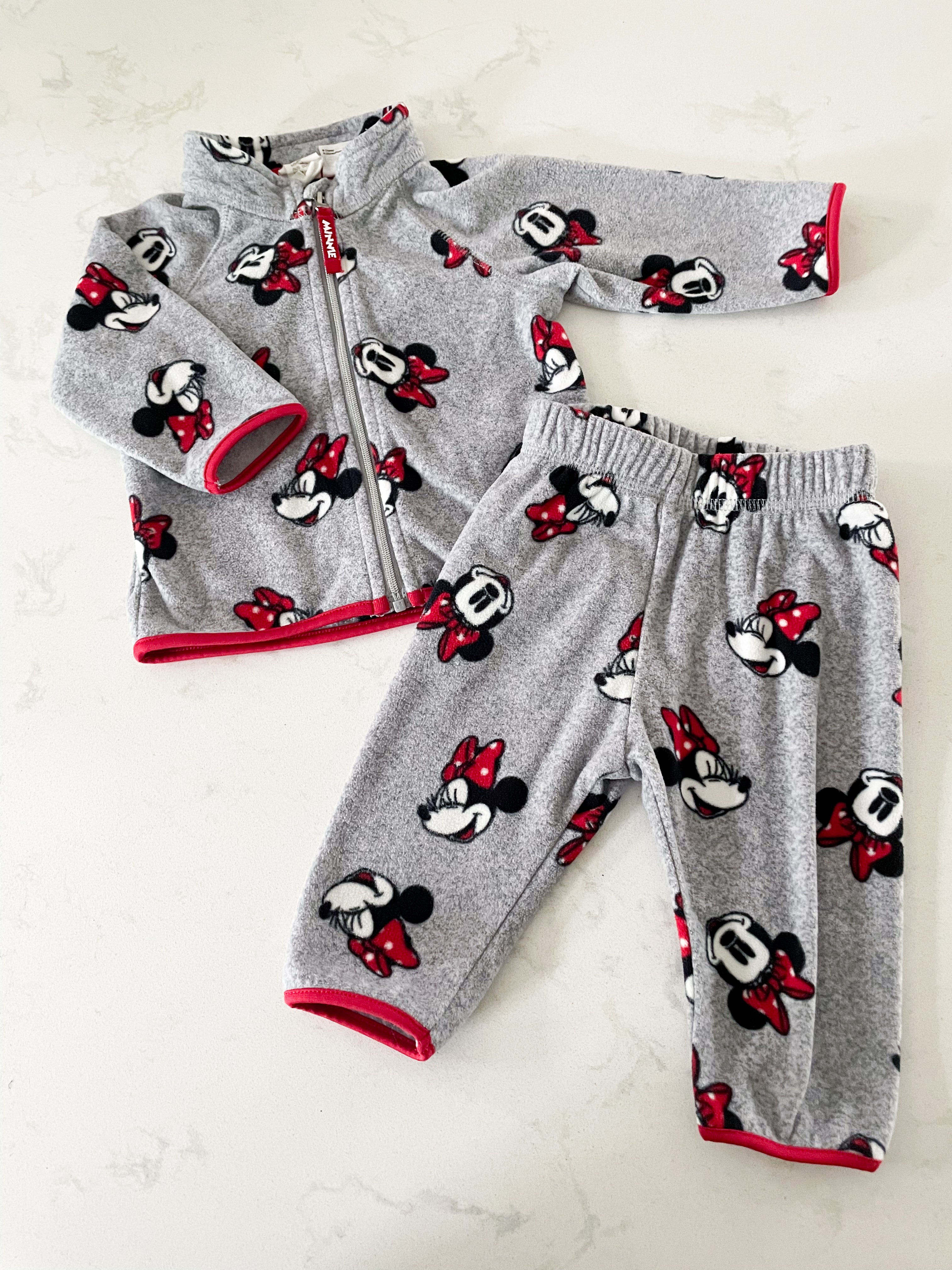 H&M- 2-4 months- grey fleece set with mini