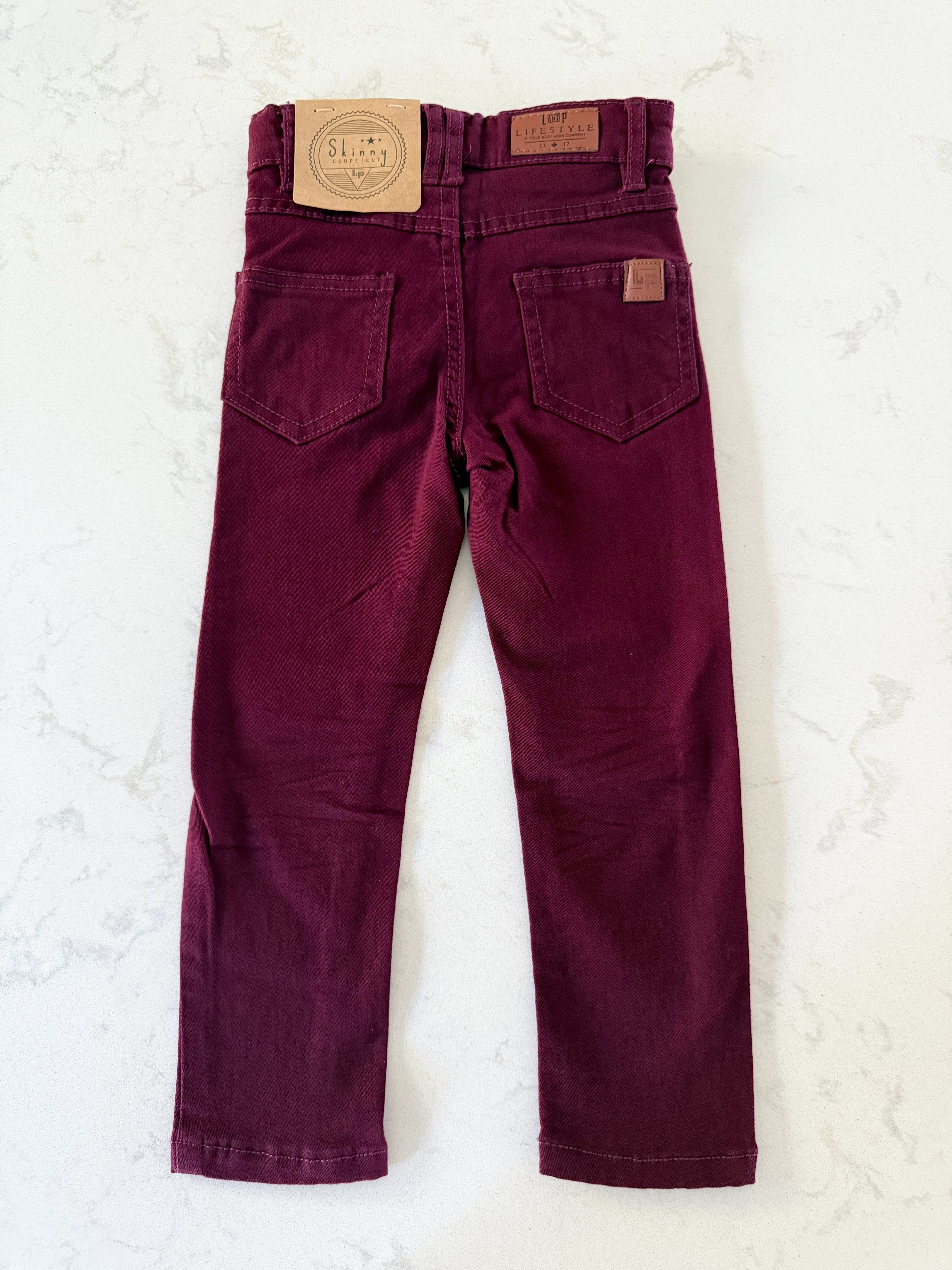 *Rescue*-L&P Apparel- skinny cut jeans- burgundy