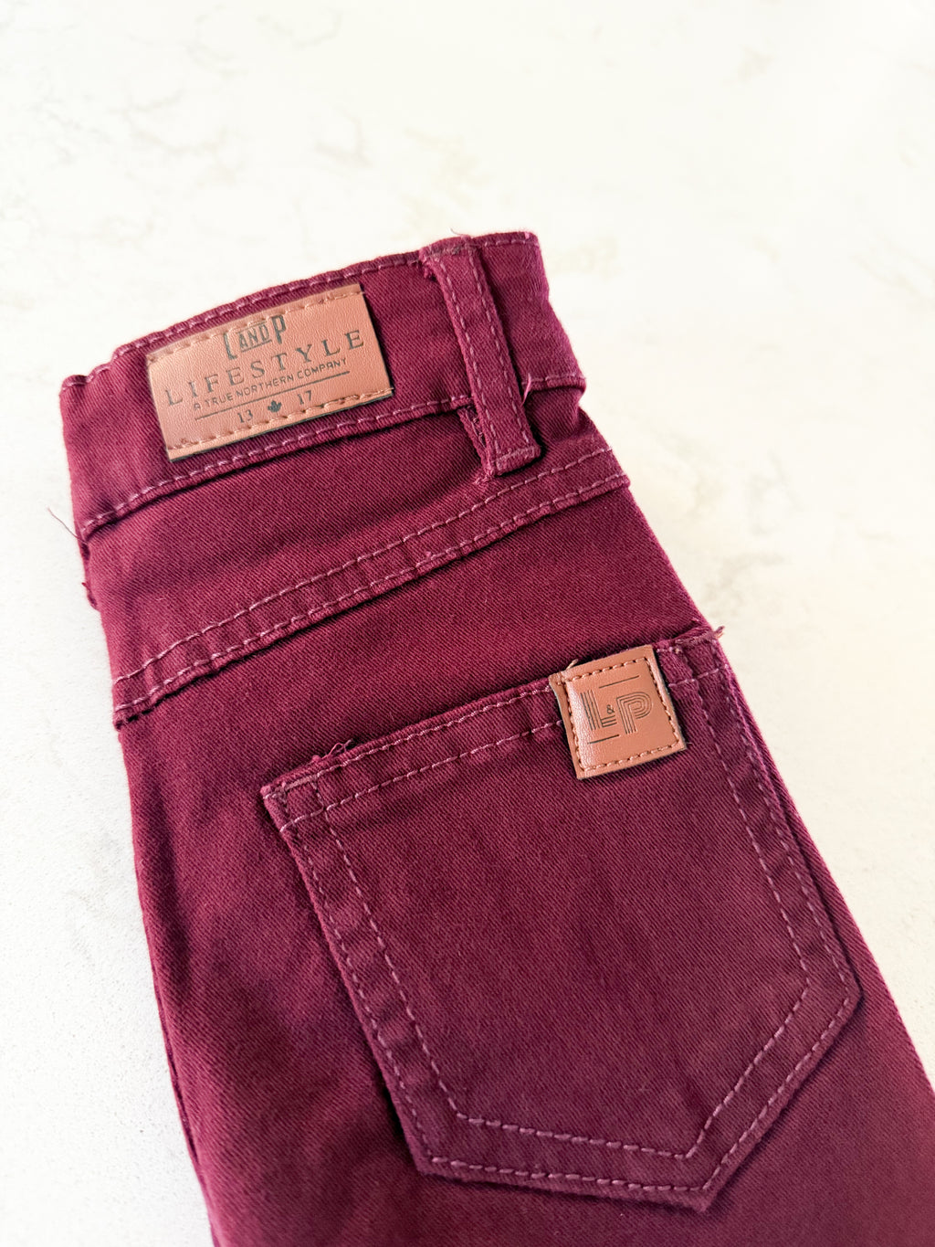 *Rescue*-L&P Apparel- skinny cut jeans- burgundy