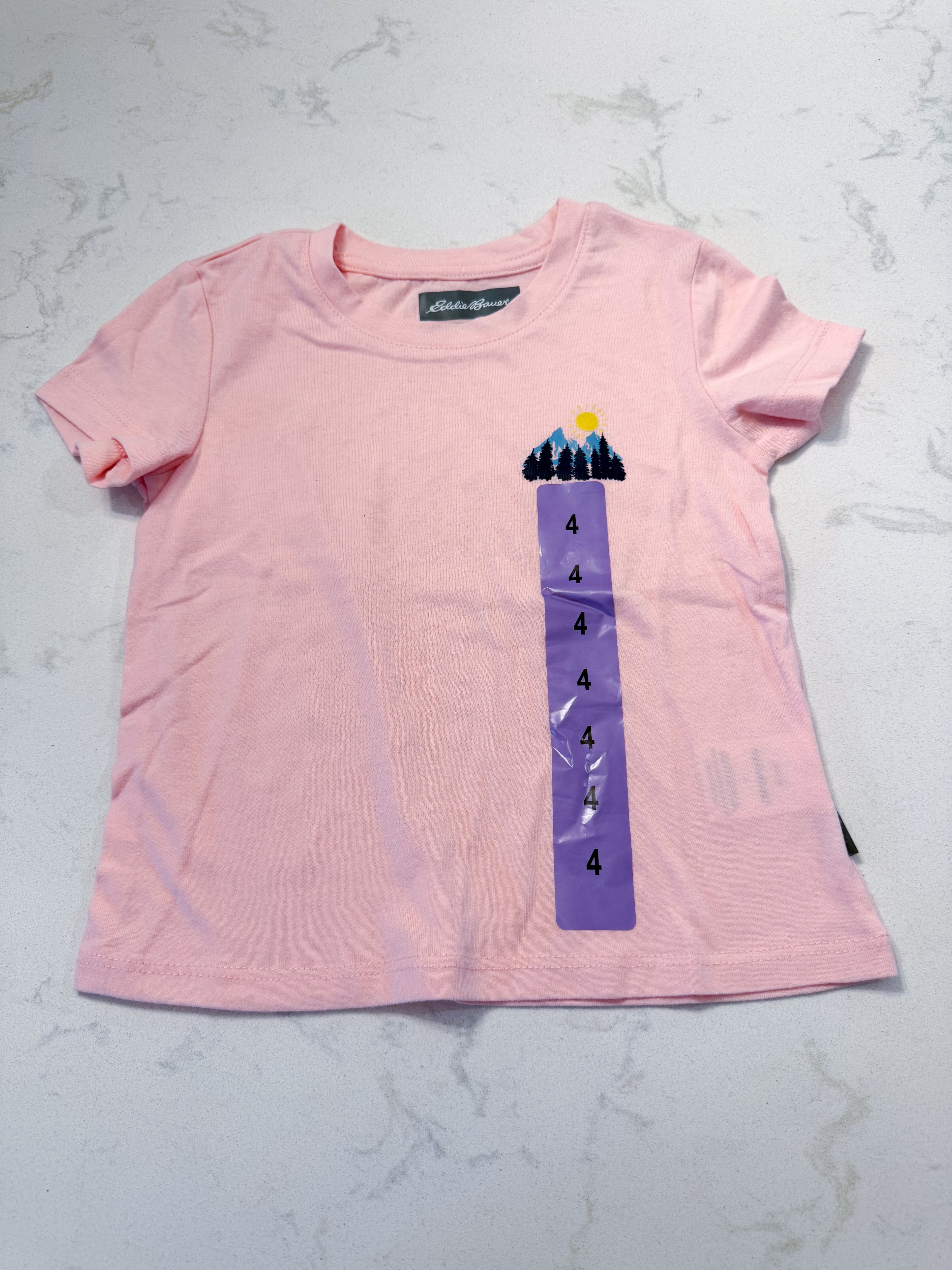 Eddie Bauer- 4T- BNWOT- pink t shirt with mountain scene graphic