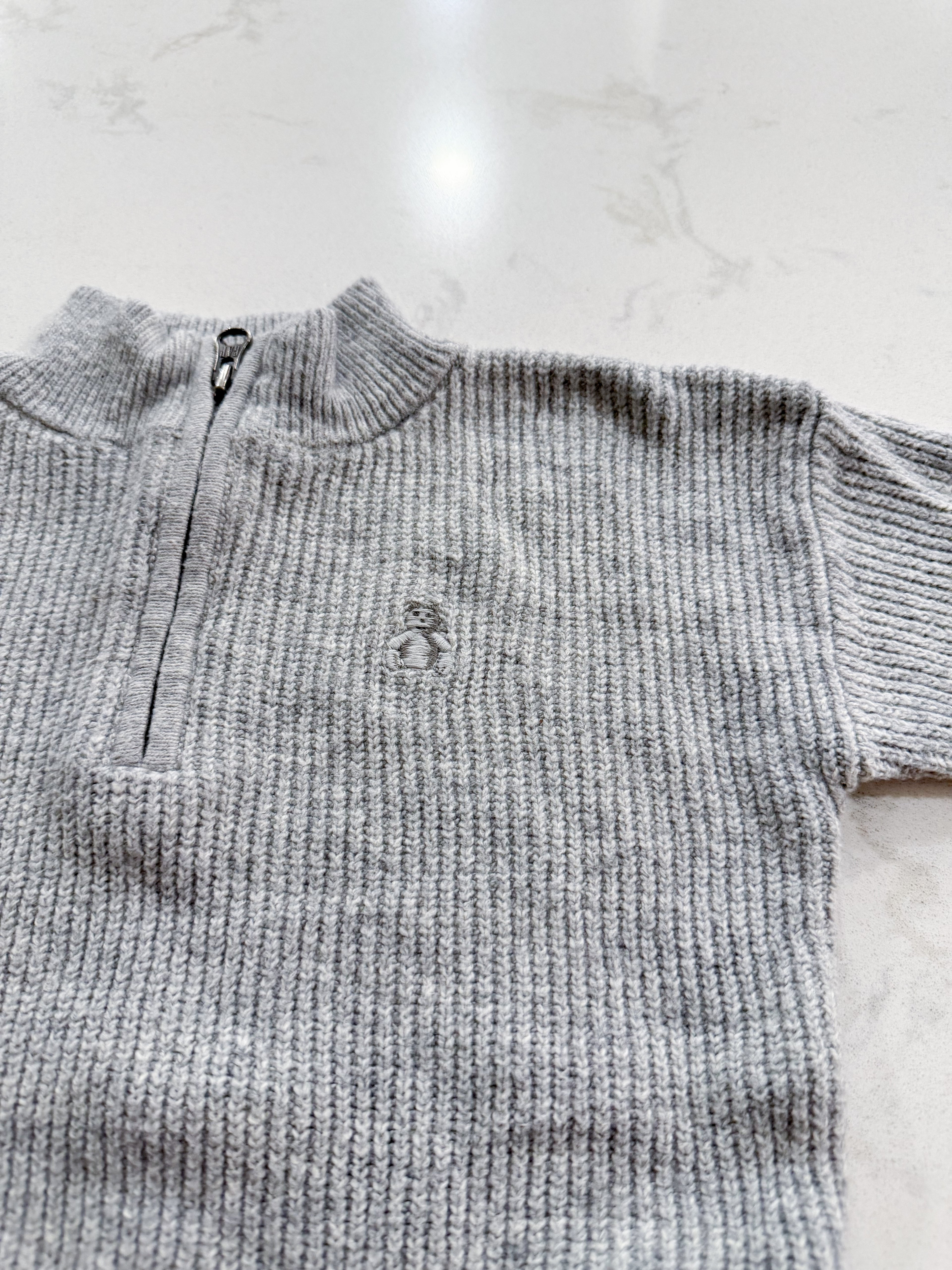 Baby Gap- 12-18m- VGUC- light grey knit quarter zip