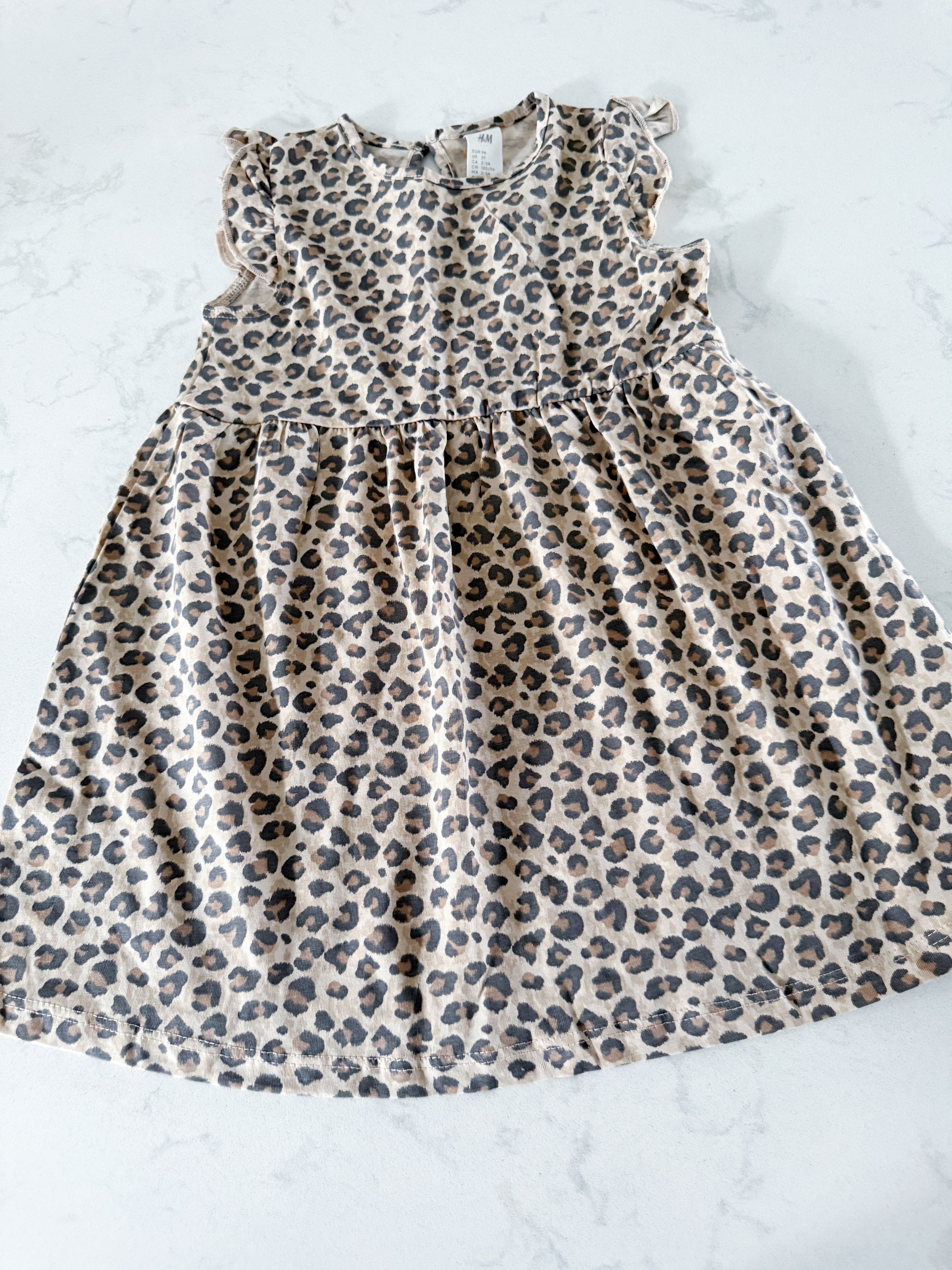 H&M- 3T- VGUC- cheetah print tank dress