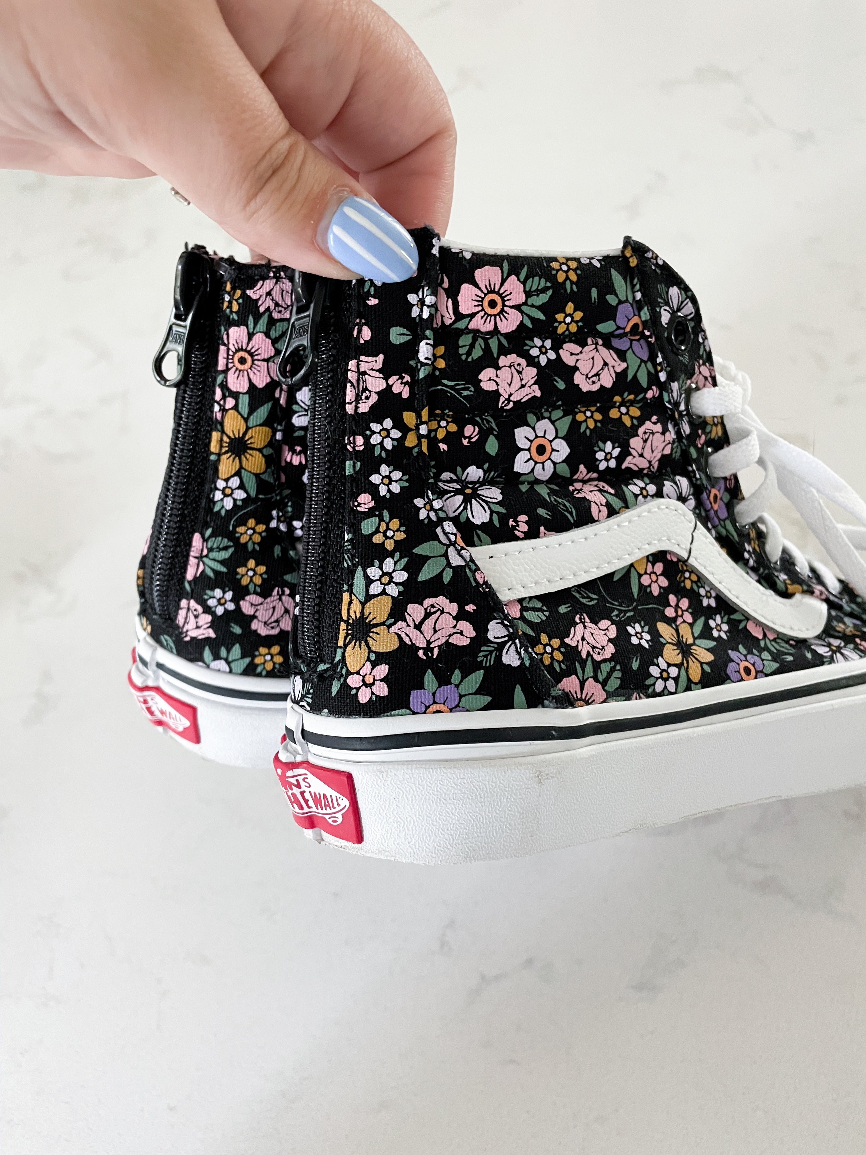 Vans- 2 Youth- black floral high top shoes