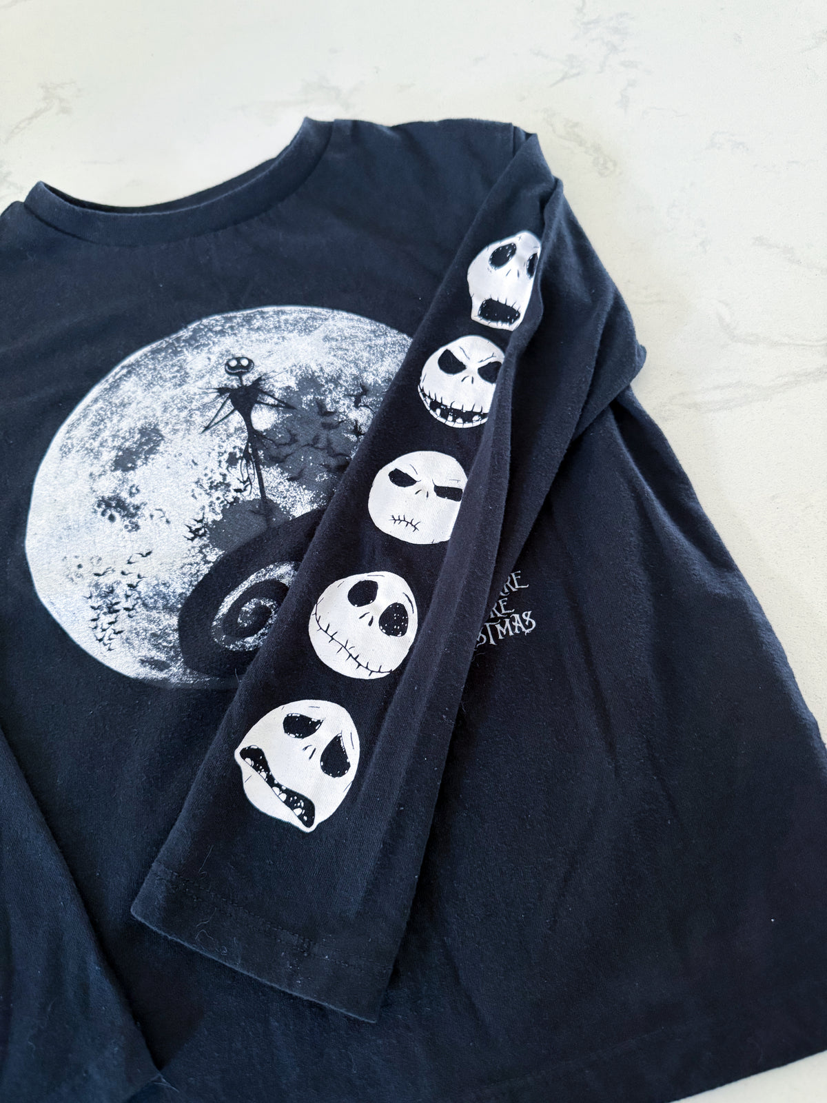 Joe Fresh- 7/8Y- PLAY- long sleeve black shirt with Nightmare Before Christmas graphic
