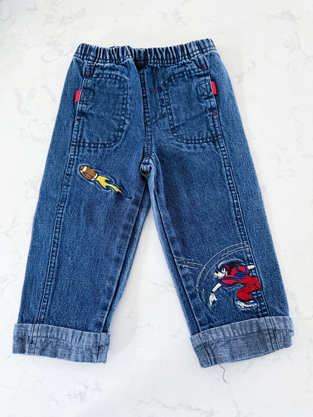 Disney(2005)- 18m- VGUC- jeans with embroidered goofy and football