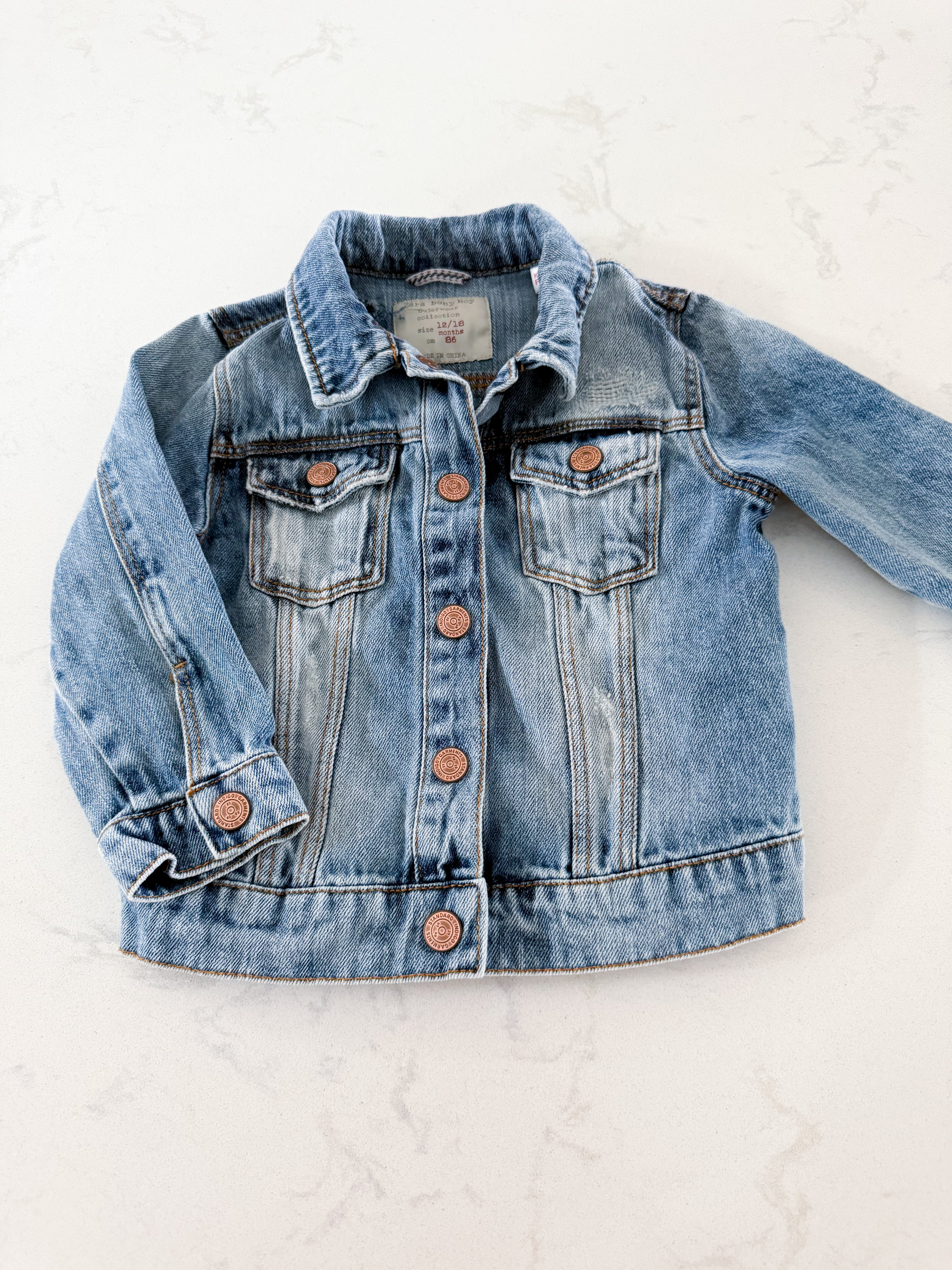 Zara- 12-18m- VGUC- Jean jacket with distress