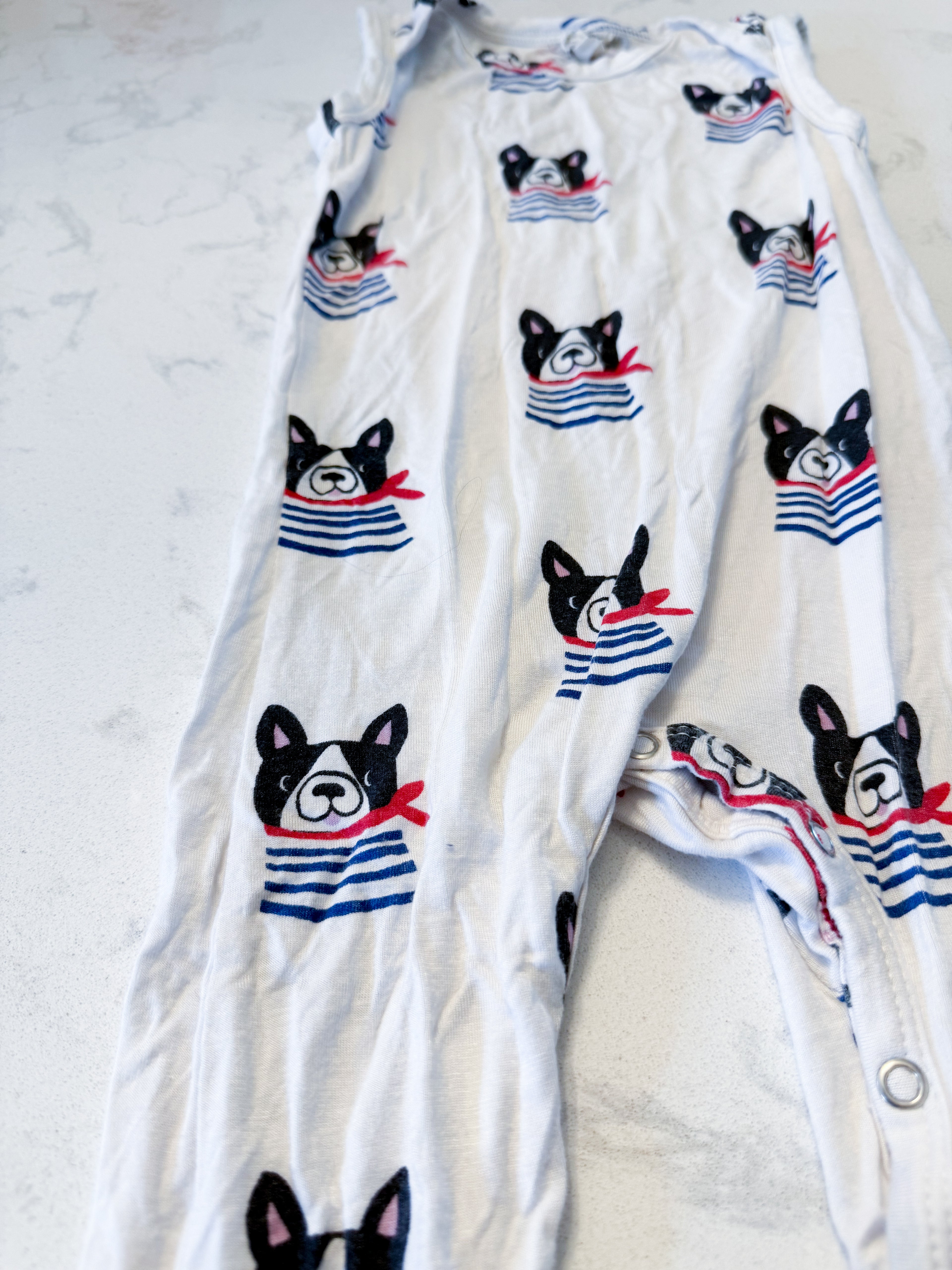 Spearmint Love- 6-12m- PLAY- white bamboo tank romper with frenchies