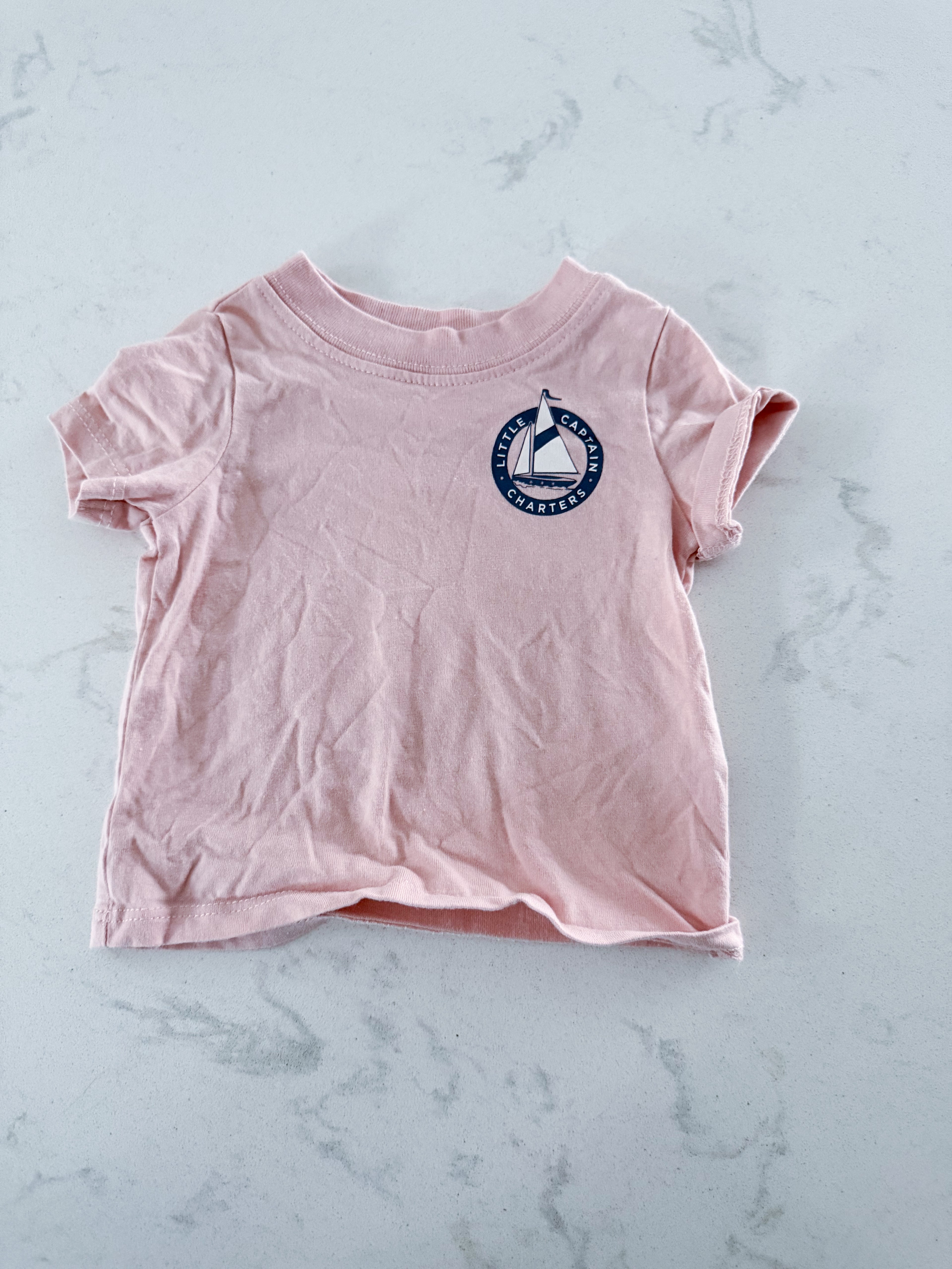 Carters- newborn- GUC- light pink t shirt with sailboat graphic