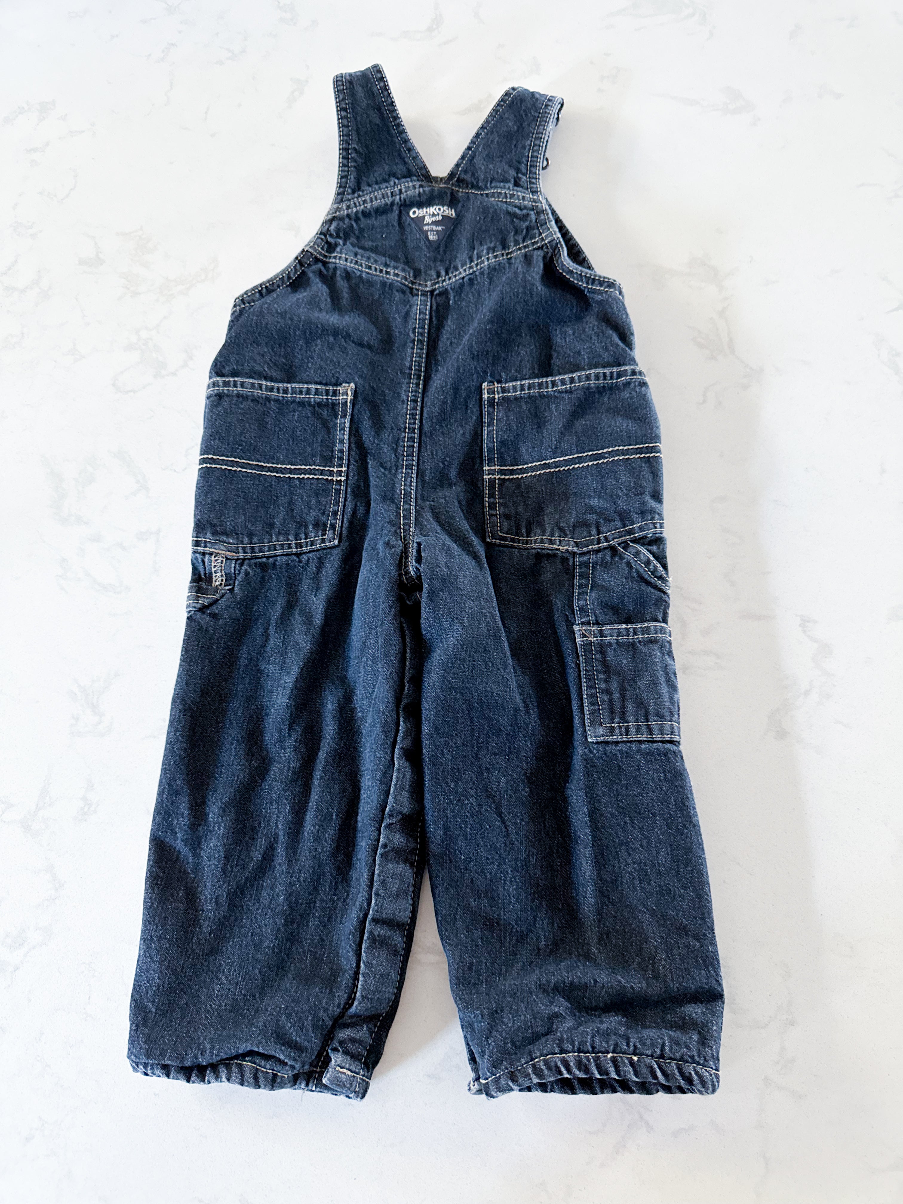 Oshkosh- 18m- VGUC- fleece lined jean overalls