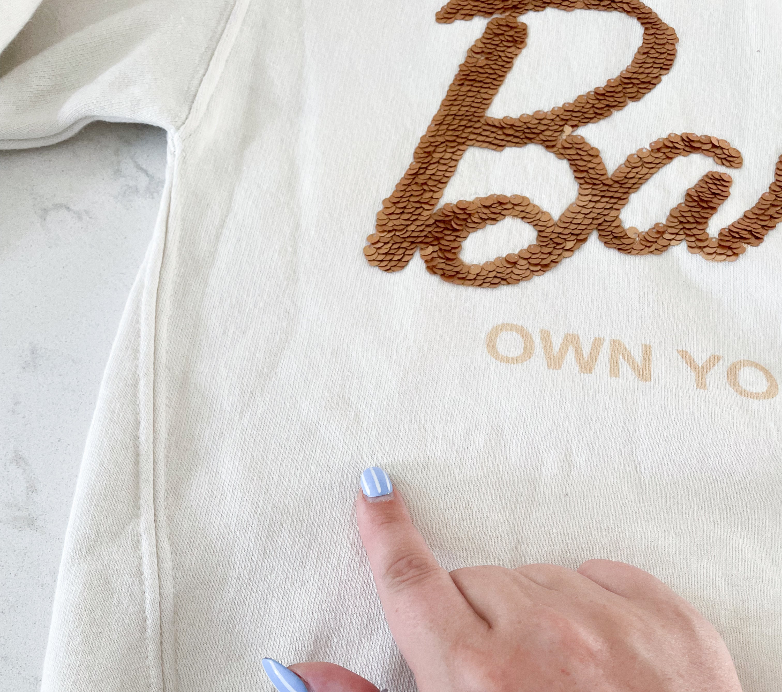 Zara- 9-10Y- cream Barbie crewneck with sequins