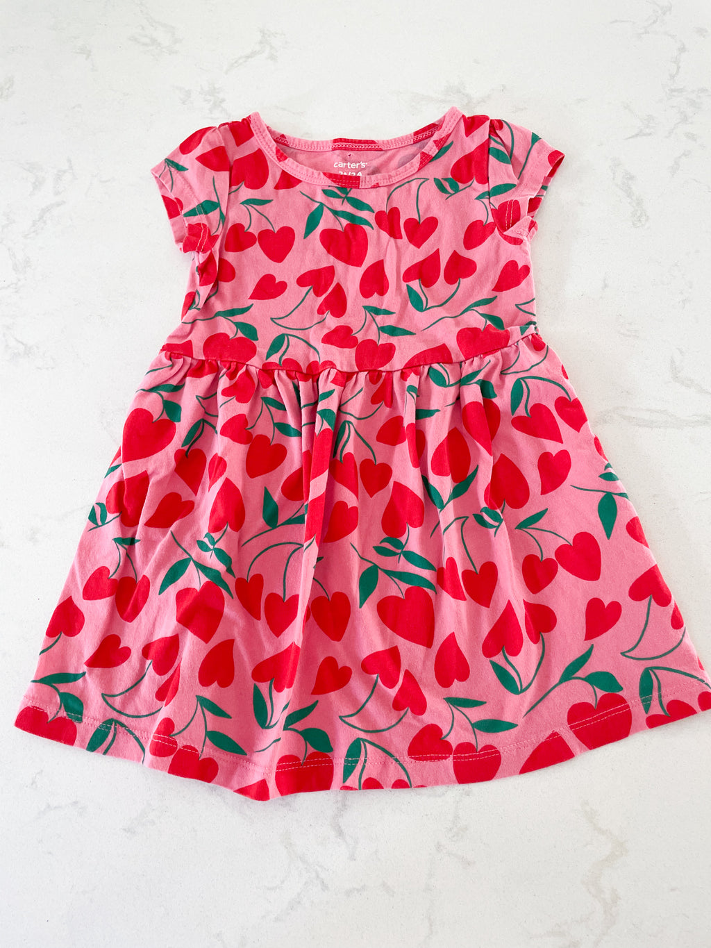 Carter’s- 2t- pink dress with cherry hearts all over.